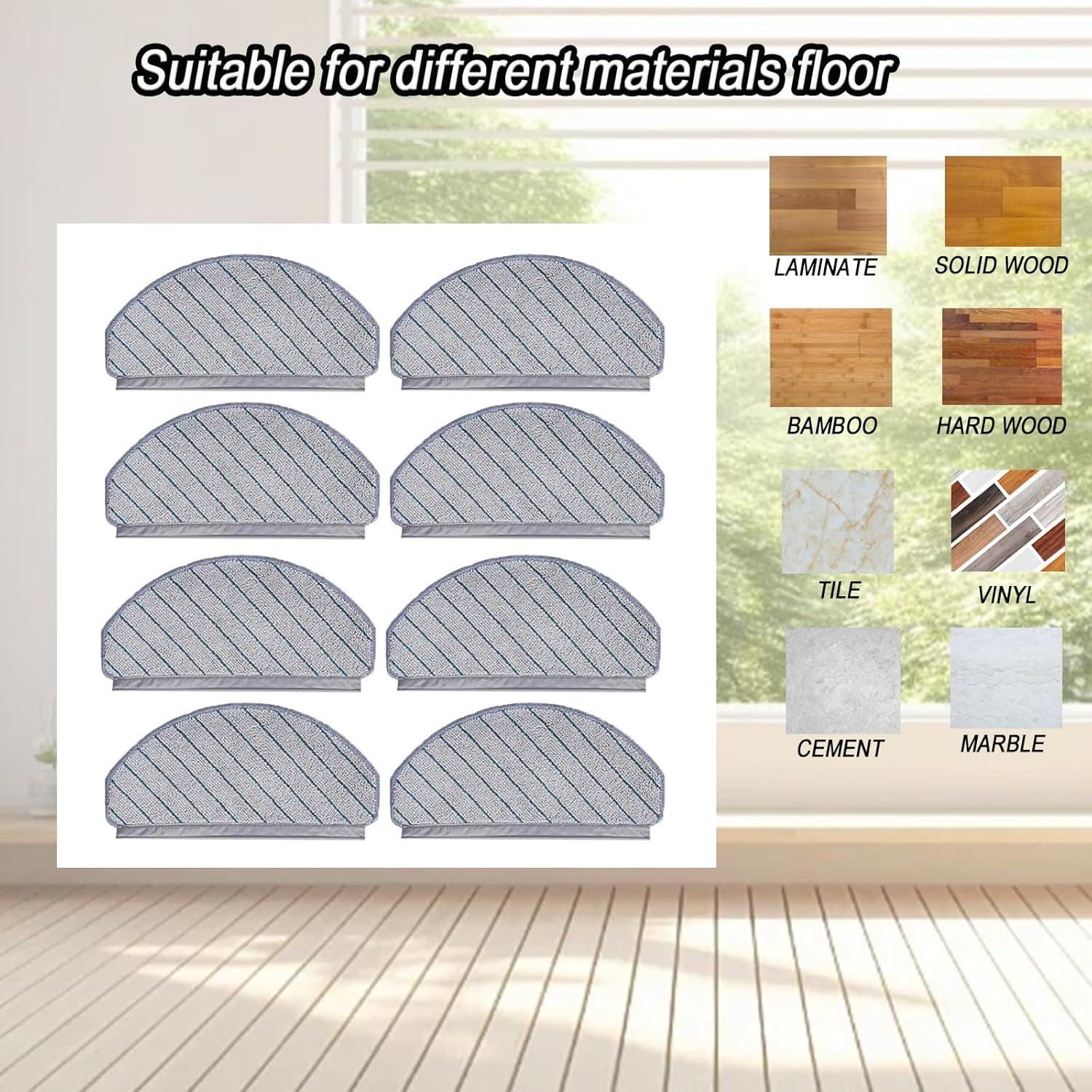 Almohadillas de trapeador Frexusuent para DEEBOT T10 Plus y Yeedi C12 Pro Plus - 8 piezas microfibra