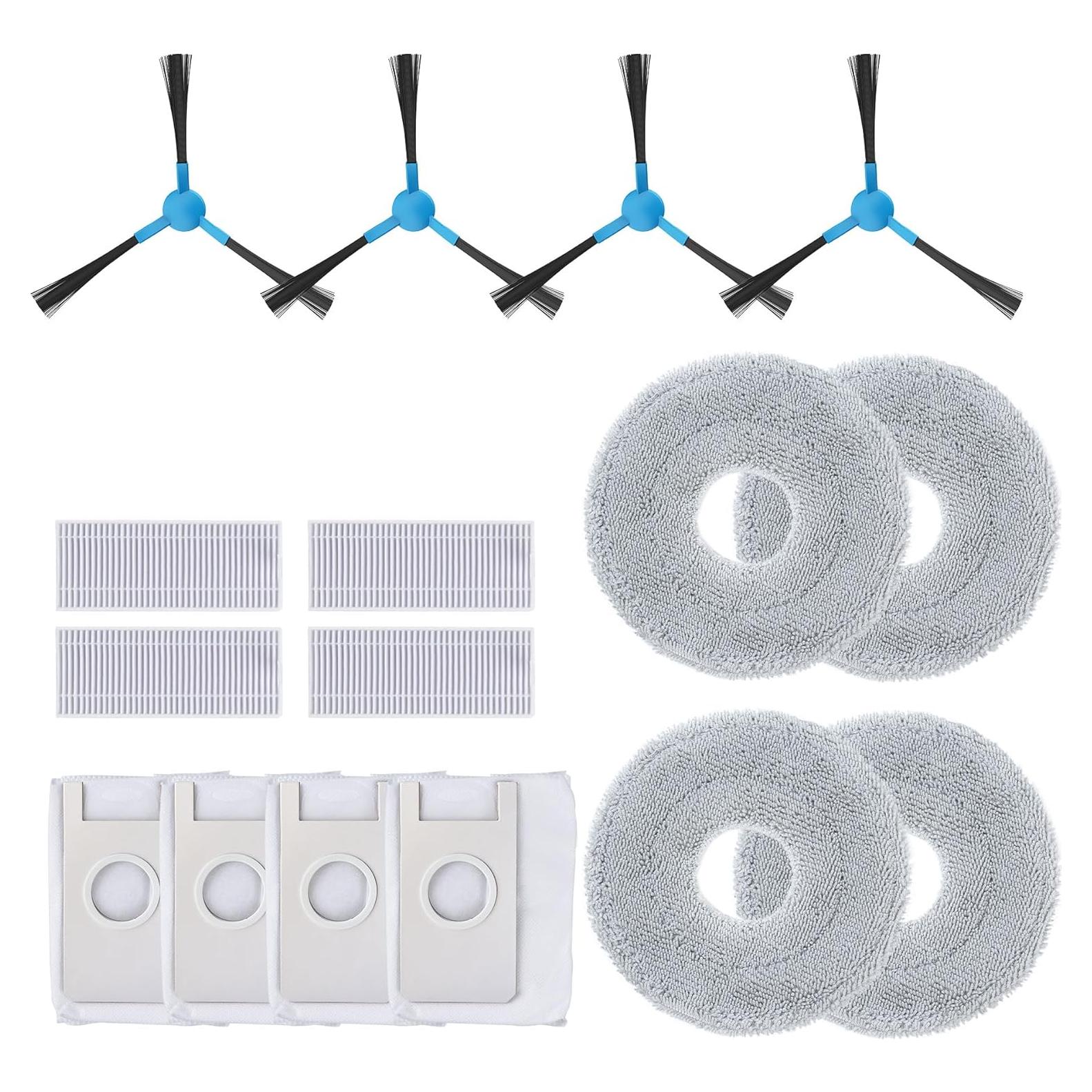 Kit de Reemplazo para Aspiradora Robot Extravis - 4 Cepillos, 4 Filtros HEPA, 4 Bolsas, 4 Paños