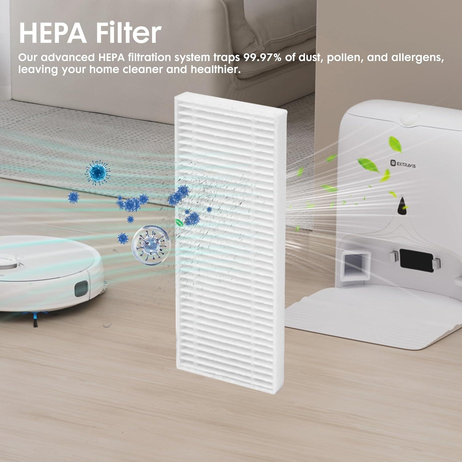 Kit de Reemplazo para Aspiradora Robot Extravis - 4 Cepillos, 4 Filtros HEPA, 4 Bolsas, 4 Paños