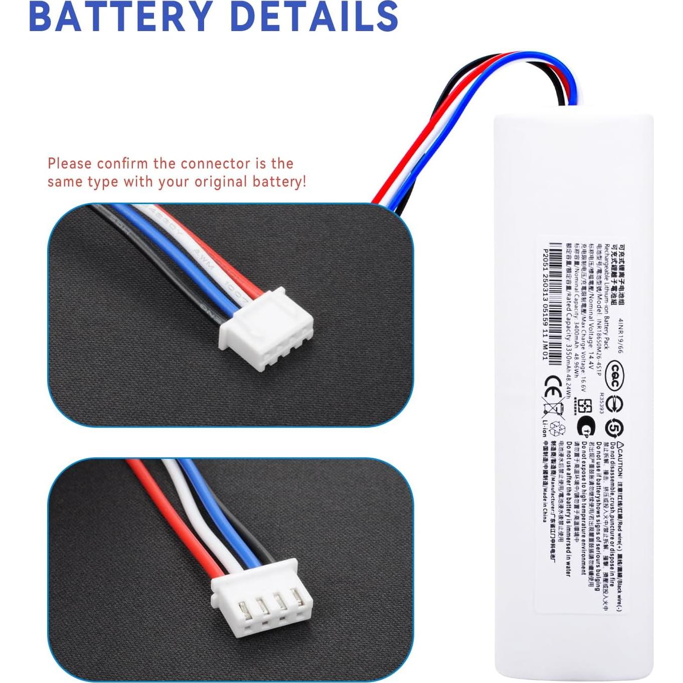 Batería de Reemplazo 3400mAh para Aspiradora Xiaomi Mijia 2C