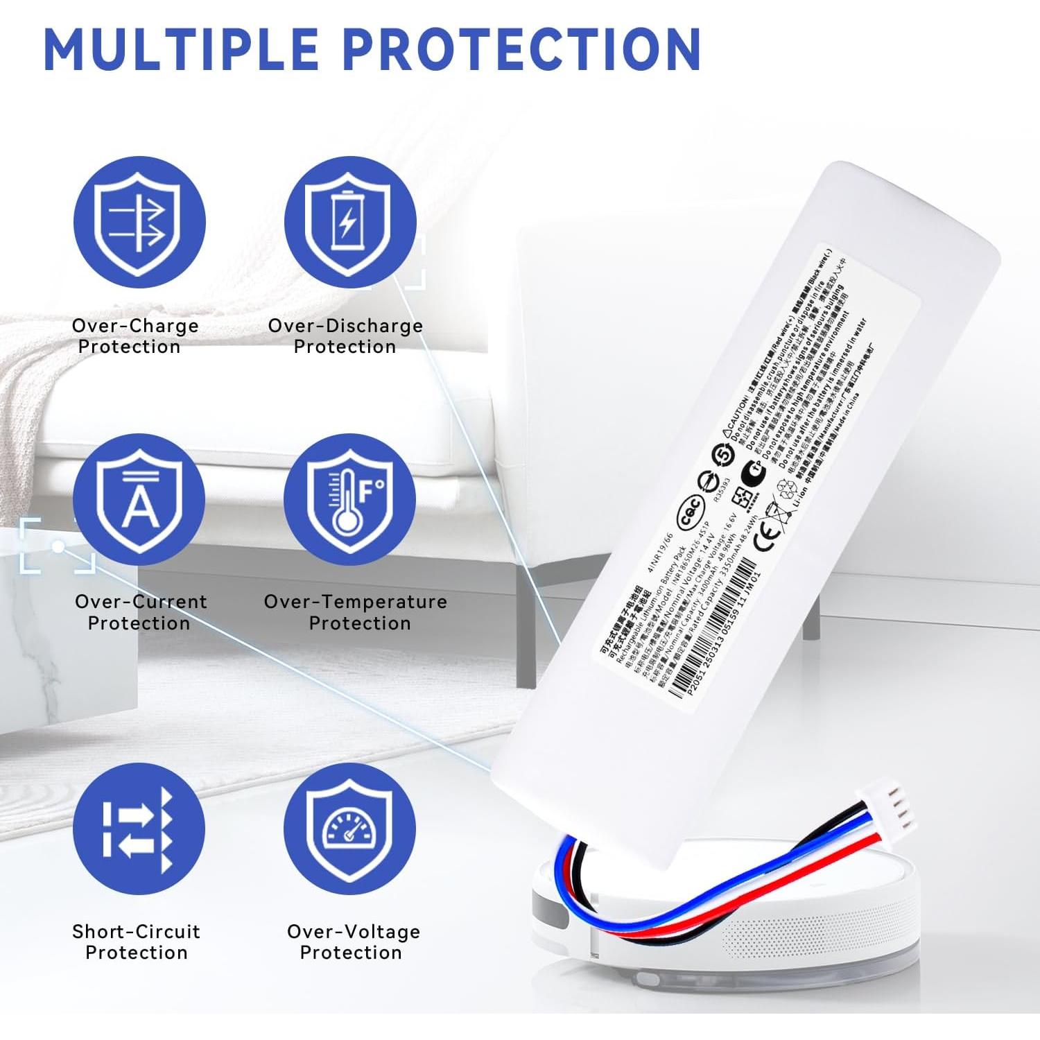 Batería de Reemplazo 3400mAh para Aspiradora Xiaomi Mijia 2C