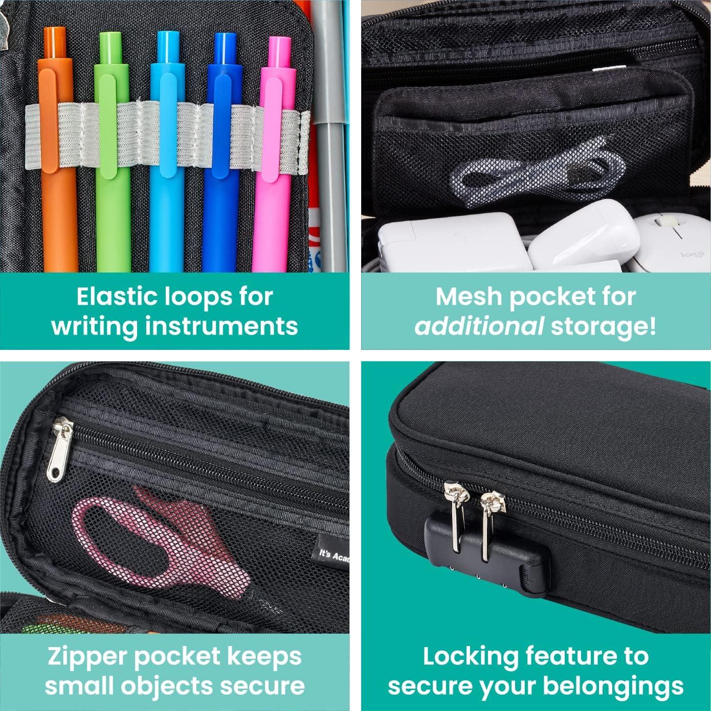 Estuche de Lápiz It's Academic Negro con Cierre 22.86x12.07cm