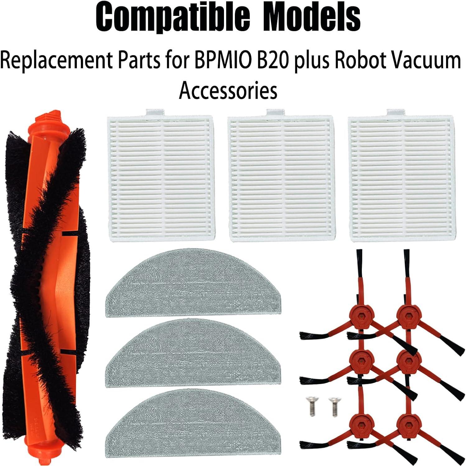 Kit de Repuestos para Aspiradora Robot BPMIO B20 Plus - 1 Cepillo Principal, 6 Laterales, 3 Filtros HEPA, 3 Paños de Mopa