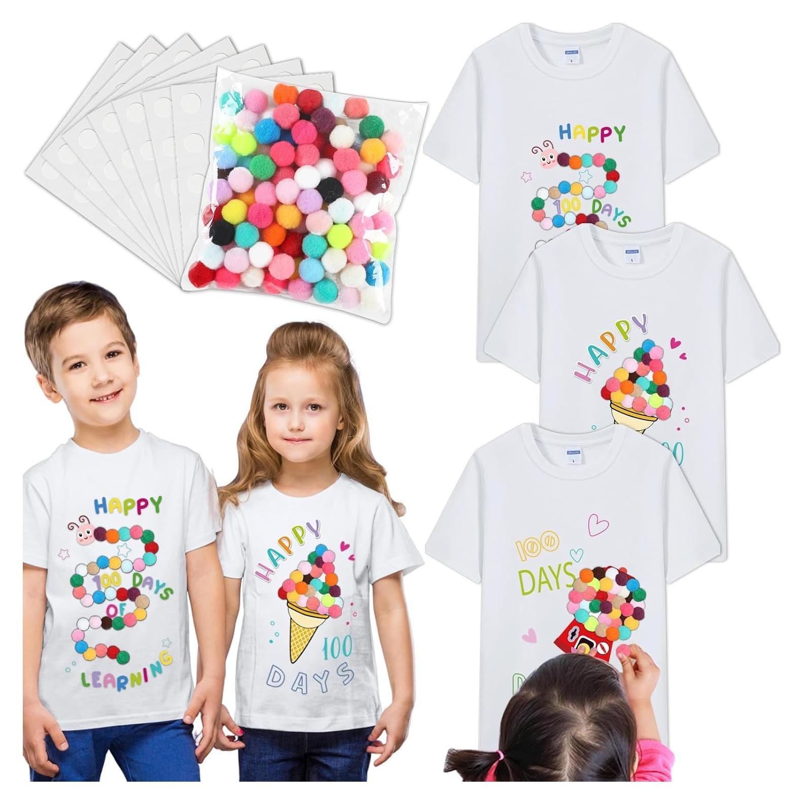 Kit de Camisetas DIY 3 Pcs 100° Día Escuela - Algodón