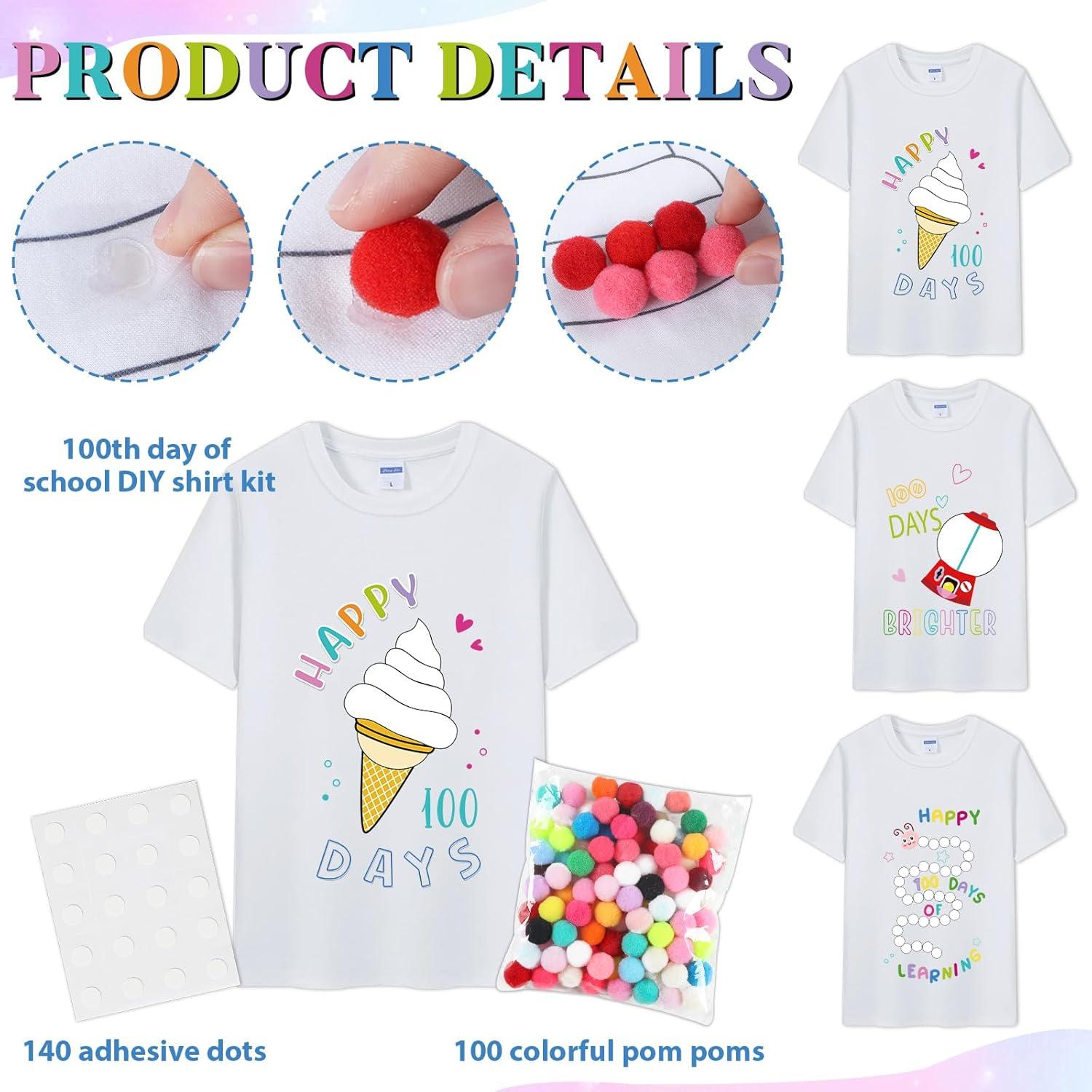 Kit de Camisetas DIY 3 Pcs 100° Día Escuela - Algodón