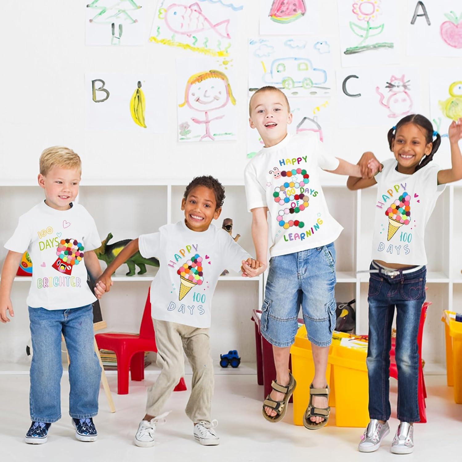 Kit de Camisetas DIY 3 Pcs 100° Día Escuela - Algodón