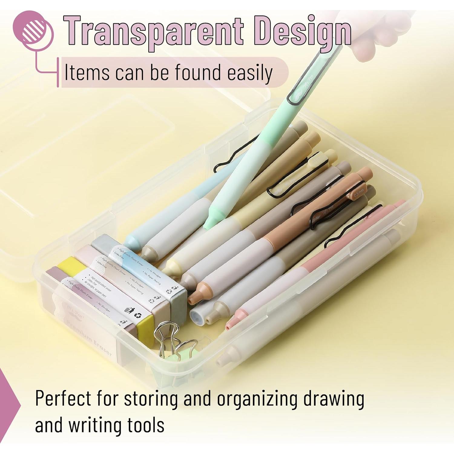 Estuche de Lápices Mr. Pen 4 Paquete Transparente 2 Compartimentos