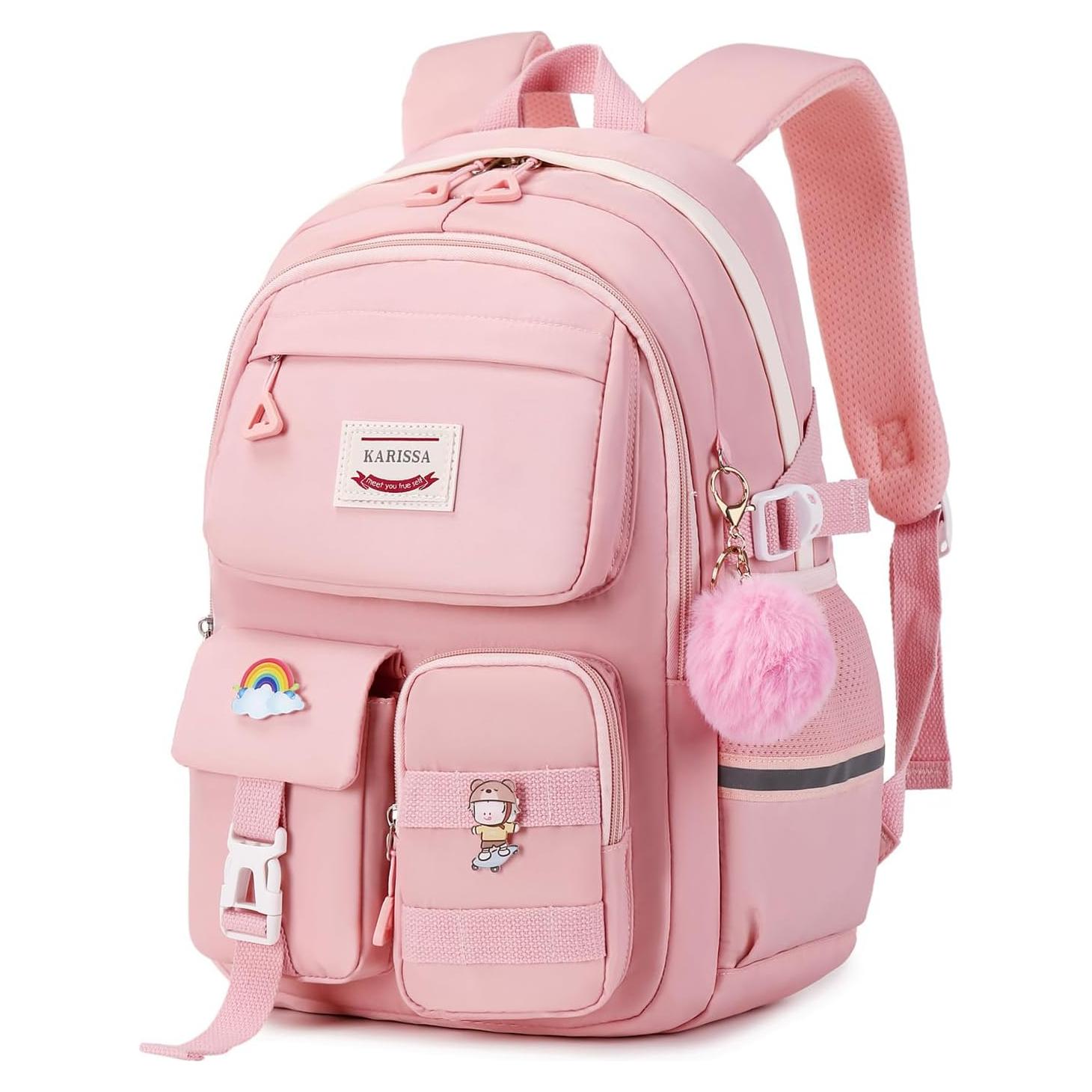 Mochila Kawaii Rosa MUSEVOS para Niñas con Múltiples Bolsillos
