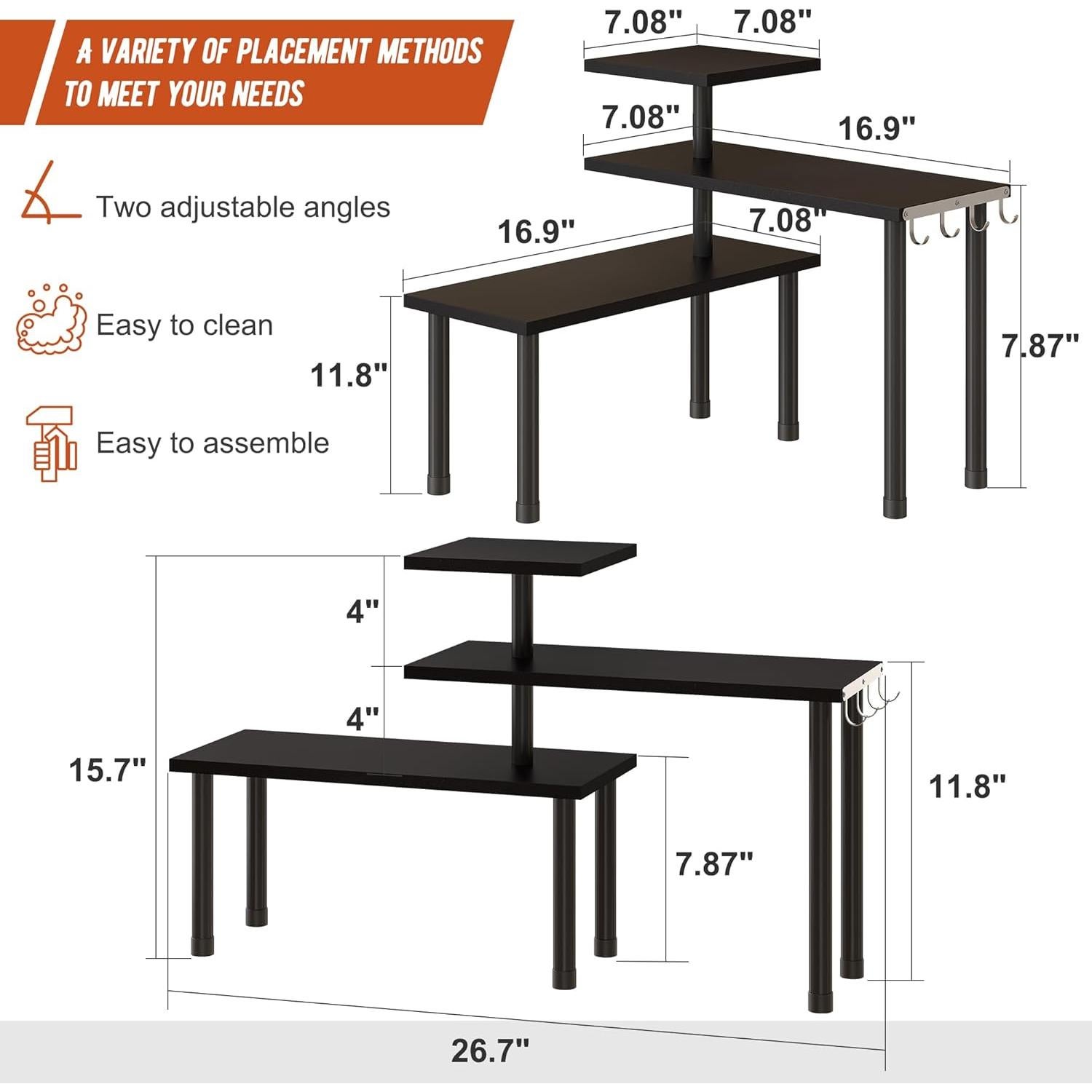 Estante de Esquina GHWIE de 3 Niveles en Bambú Negro