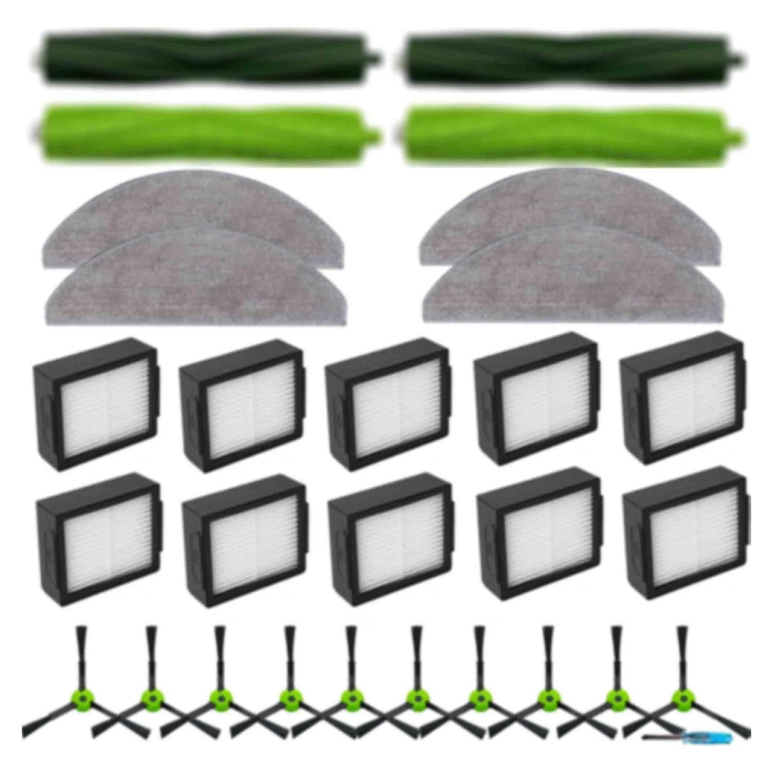 Juego de Repuestos YOKYON para iRobot Roomba i5 j5 - 2 Cepillos, 10 Filtros, 4 Paños