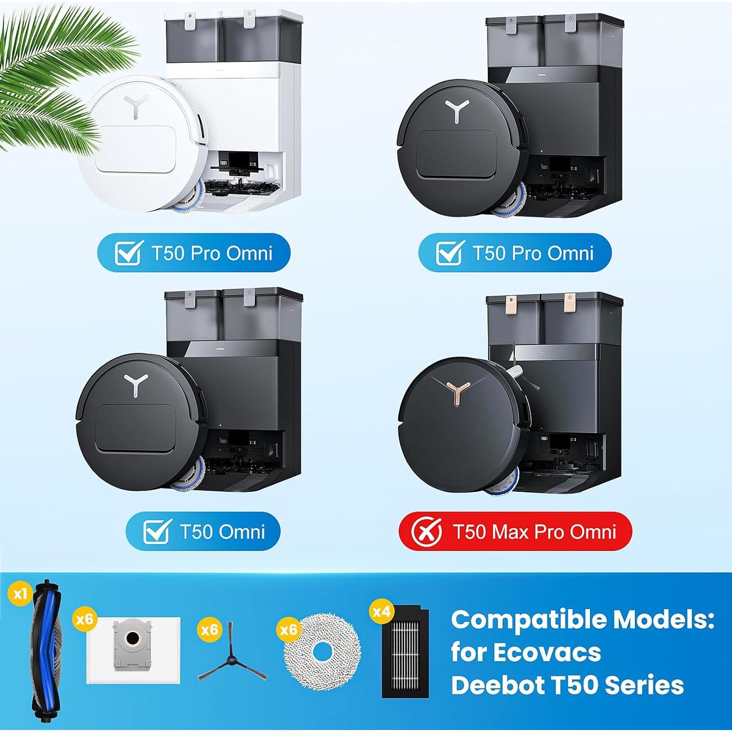 Kit de Repuesto 24 Pcs para Ecovacs Deebot T50 Pro Omni