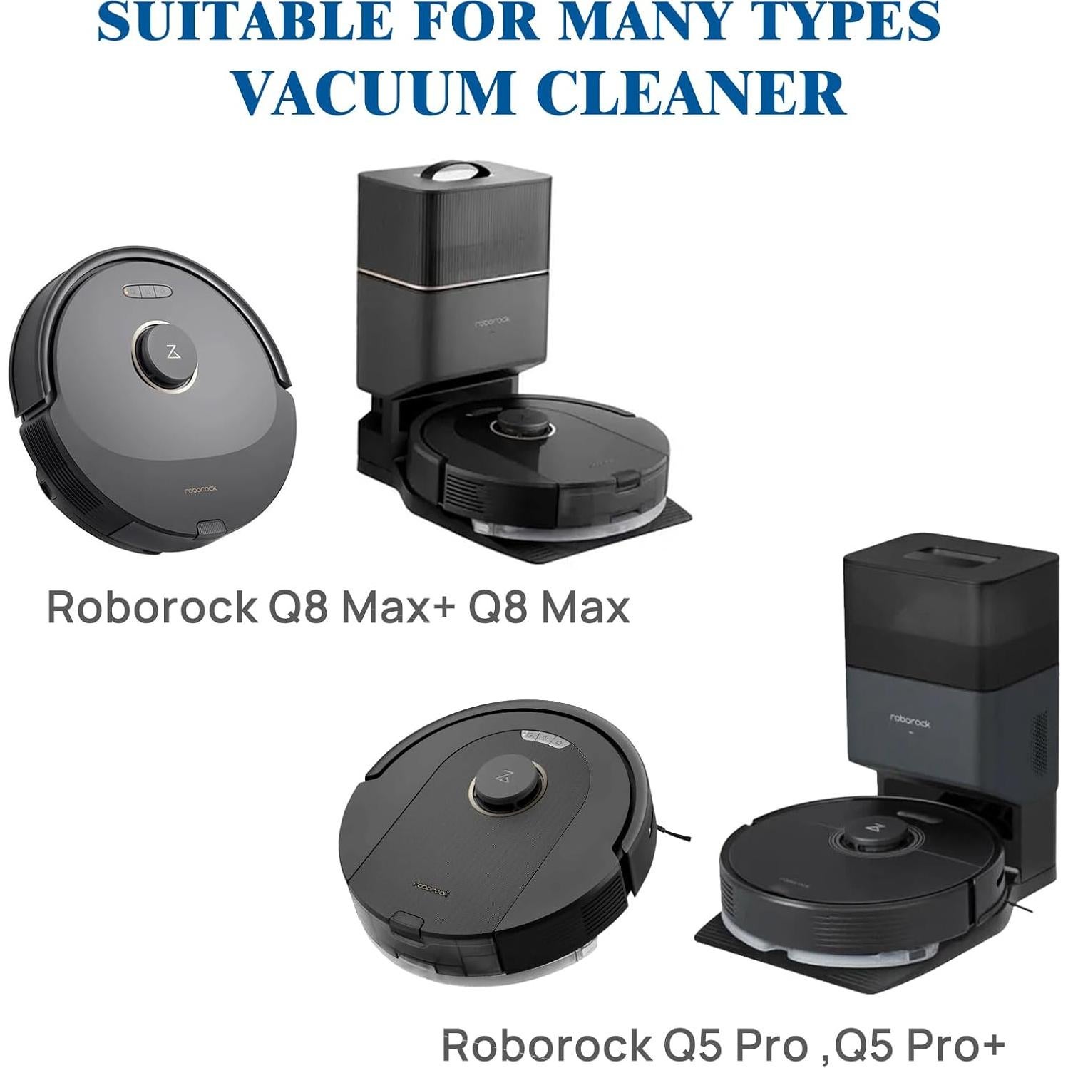 Kit de Repuestos para Aspiradora Robot Roborock Q5 Pro y Q8 Max - 2 Cepillos, 4 Filtros HEPA, 4 Mopas