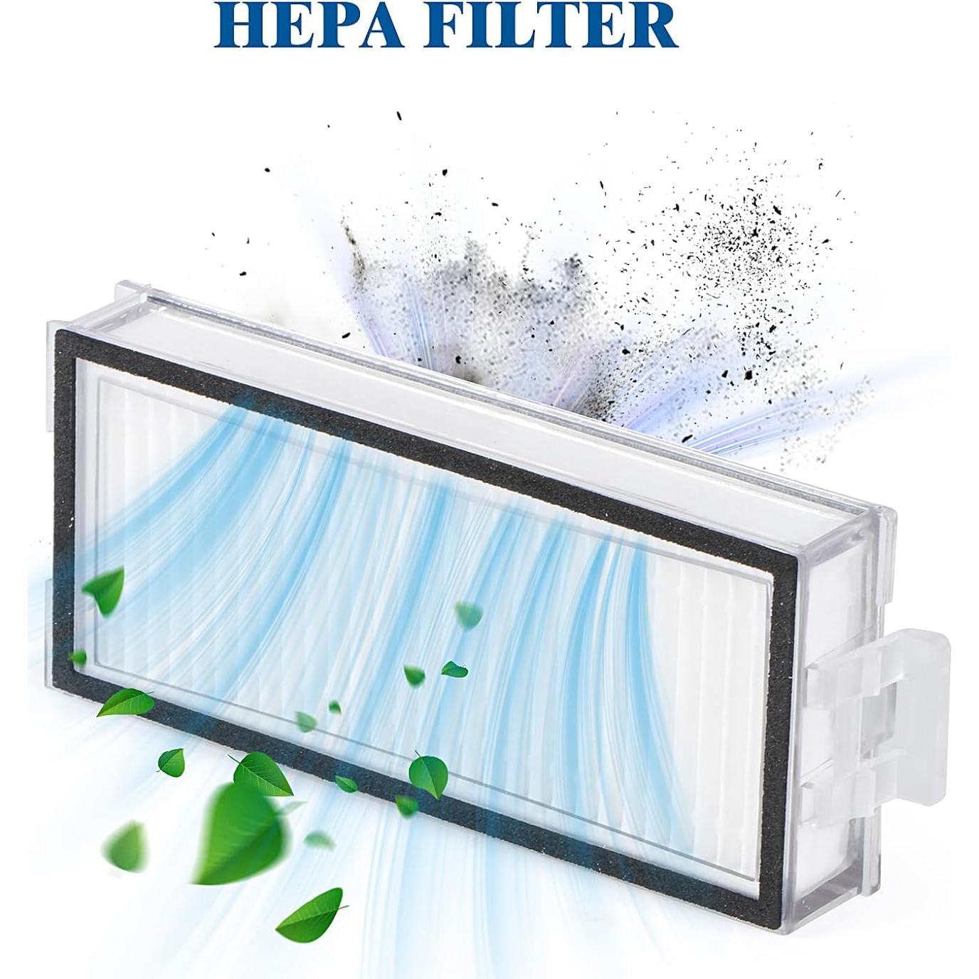 Kit de Repuestos para Aspiradora Robot Roborock Q5 Pro y Q8 Max - 2 Cepillos, 4 Filtros HEPA, 4 Mopas