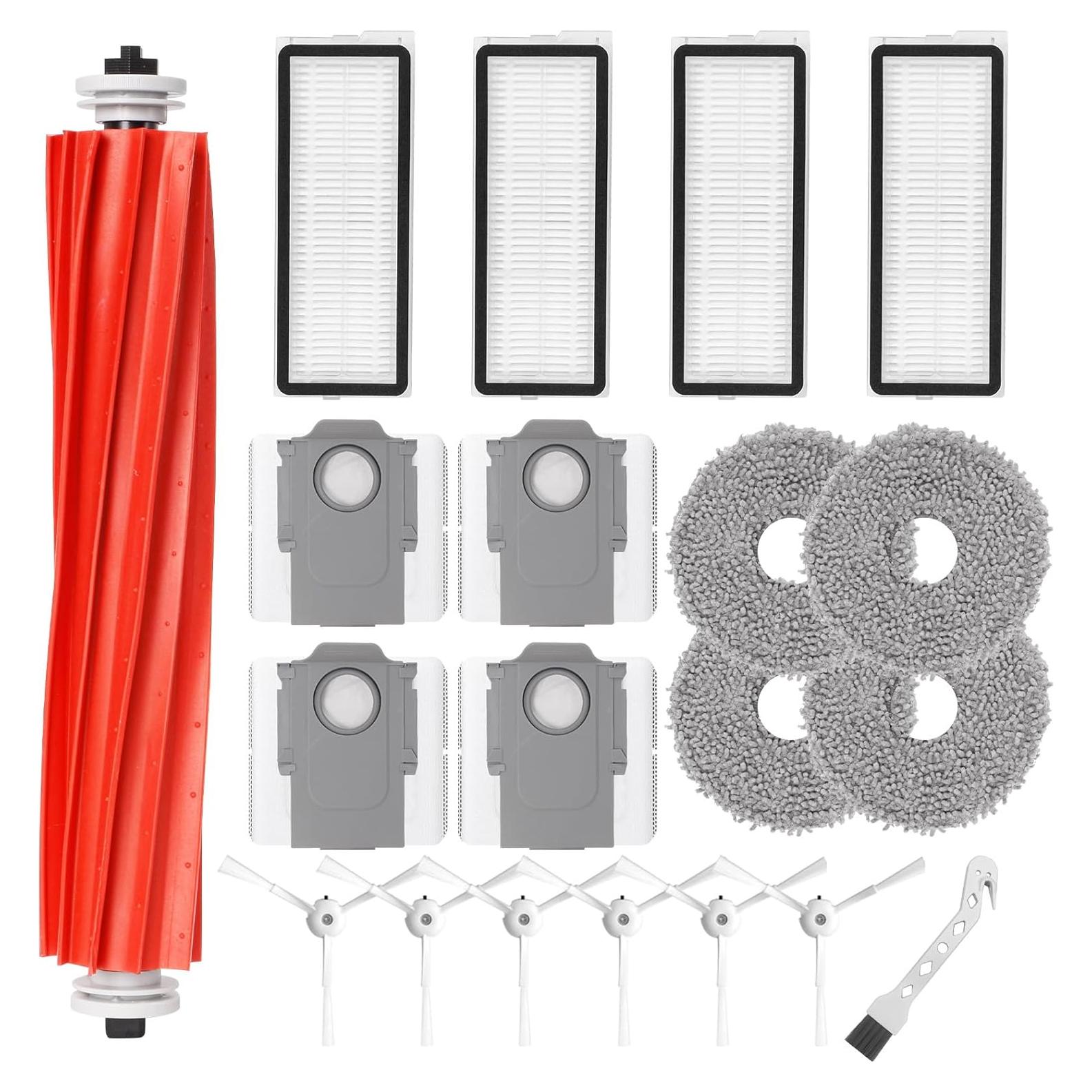 Kit de Accesorios para Aspiradora Robot Roborock Qrevo - 1 Cepillo, 4 Filtros Hepa, 4 Paños de Mopa, 6 Cepillos Laterales, 4 Bolsas de Polvo