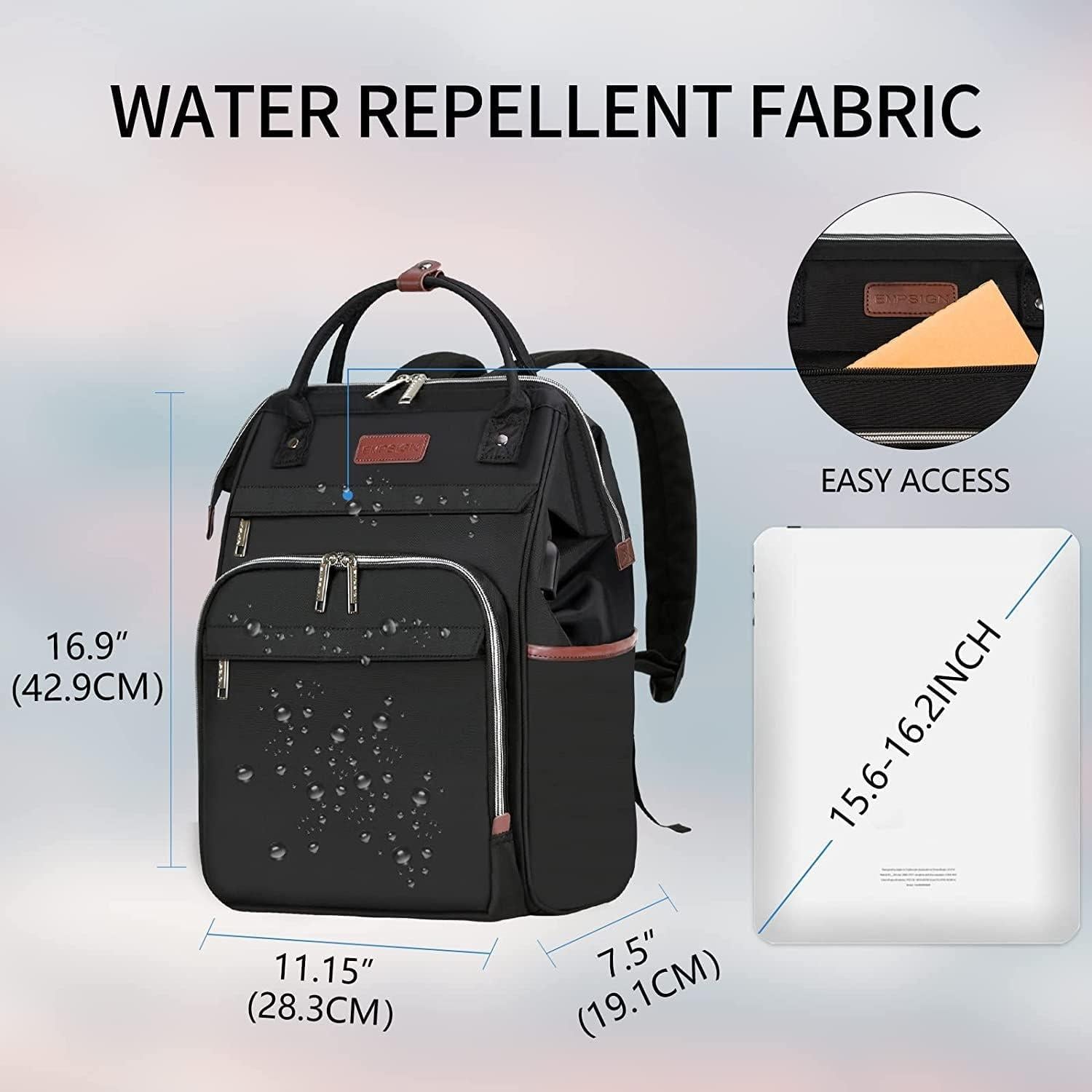 Mochila para Laptop EMPSIGN 15.6" Negra con USB y RFID
