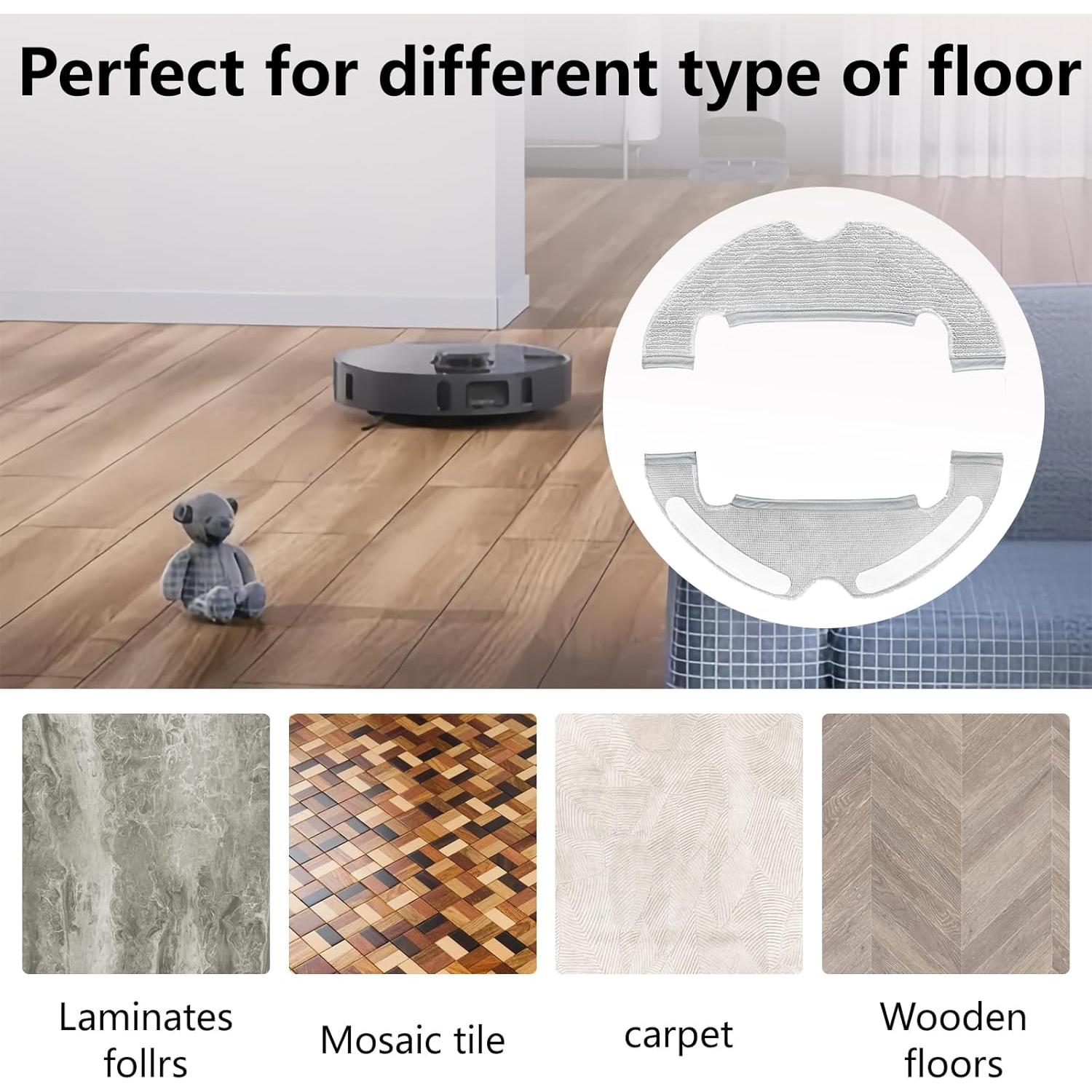 Pad de Mopa Reutilizable Frexusuent para Aspiradora Robot D10 Plus, L10 Plus, Z10 Pro - 6 Piezas Microfibra