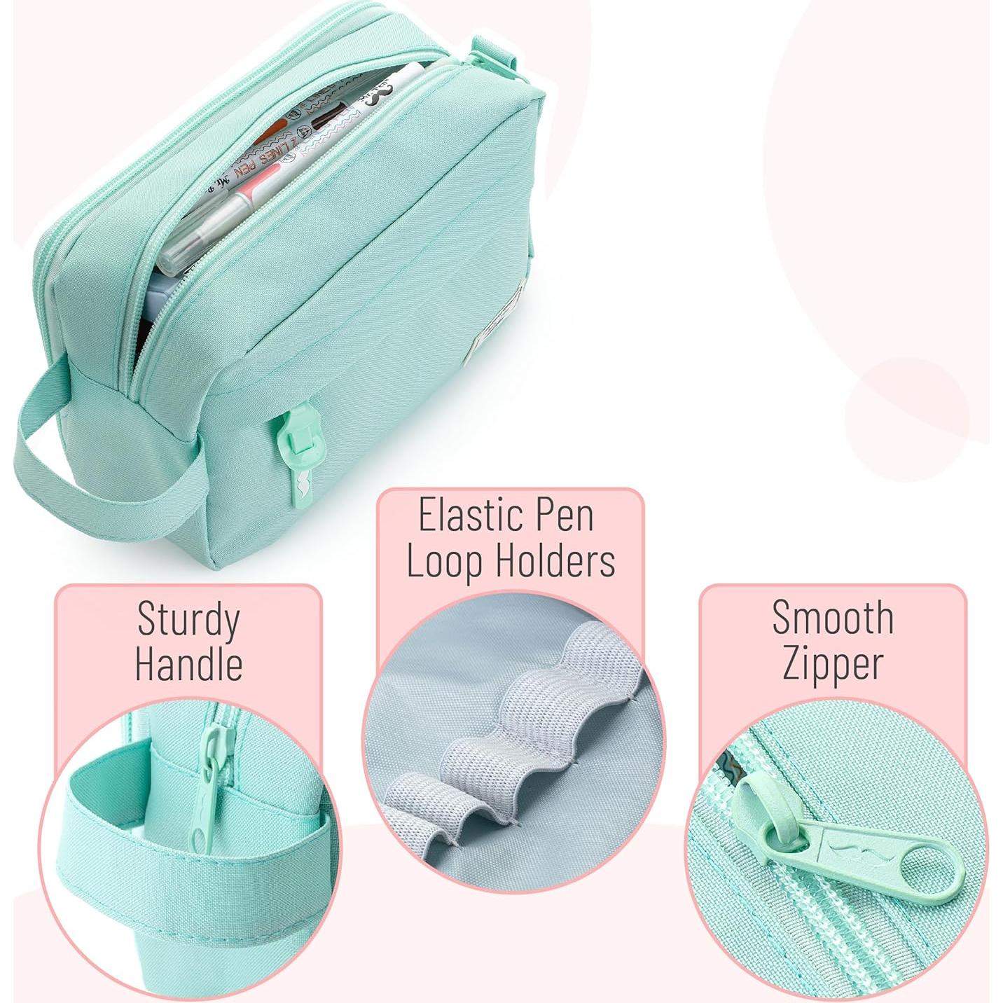 Estuche de Lápiz Mr. Pen Verde Menta 3 Compartimentos