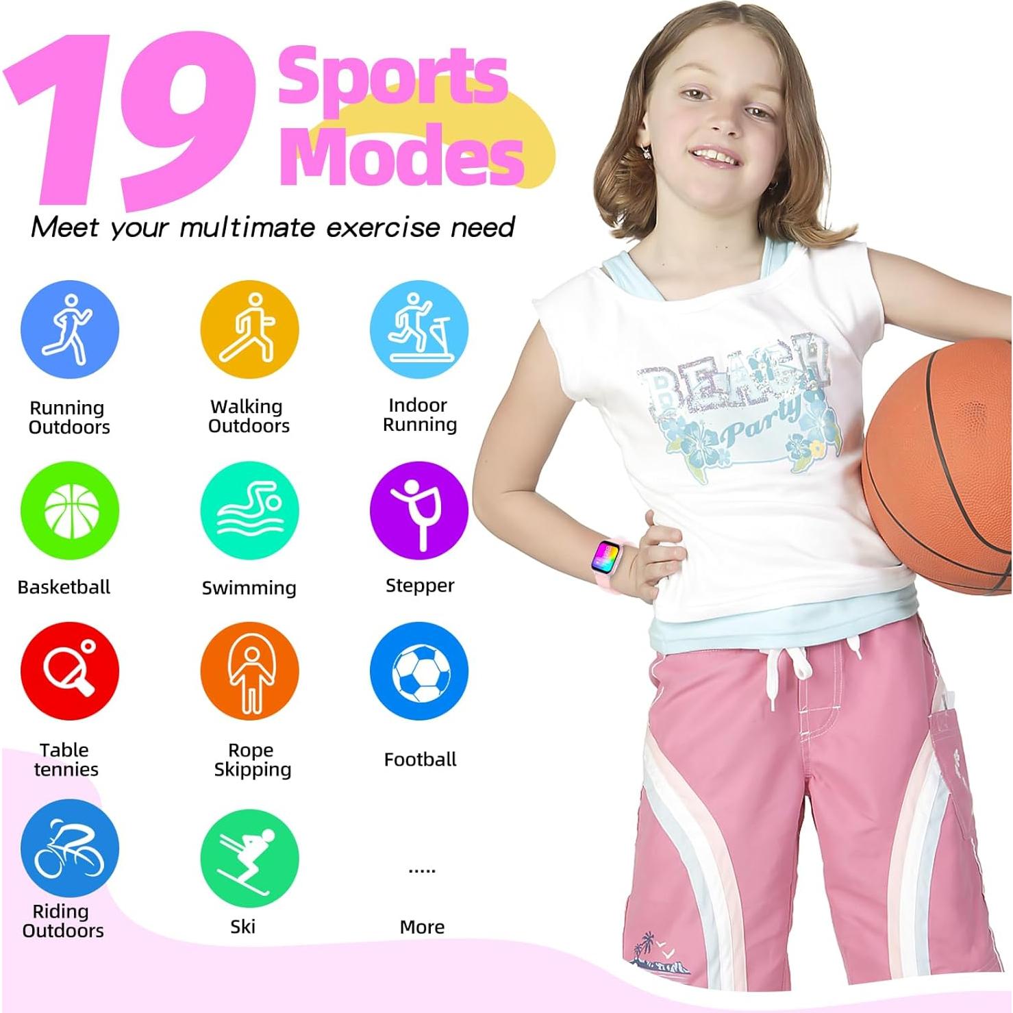 Reloj Inteligente YOUSOKU H97PRO Niños Rosa 19 Modos IP68