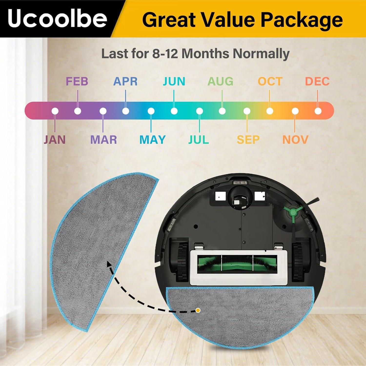 Paños de Microfibra Lavables Ucoolbe para iRobot Roomba Y0110 Y0140 Y0112 - 6 Piezas