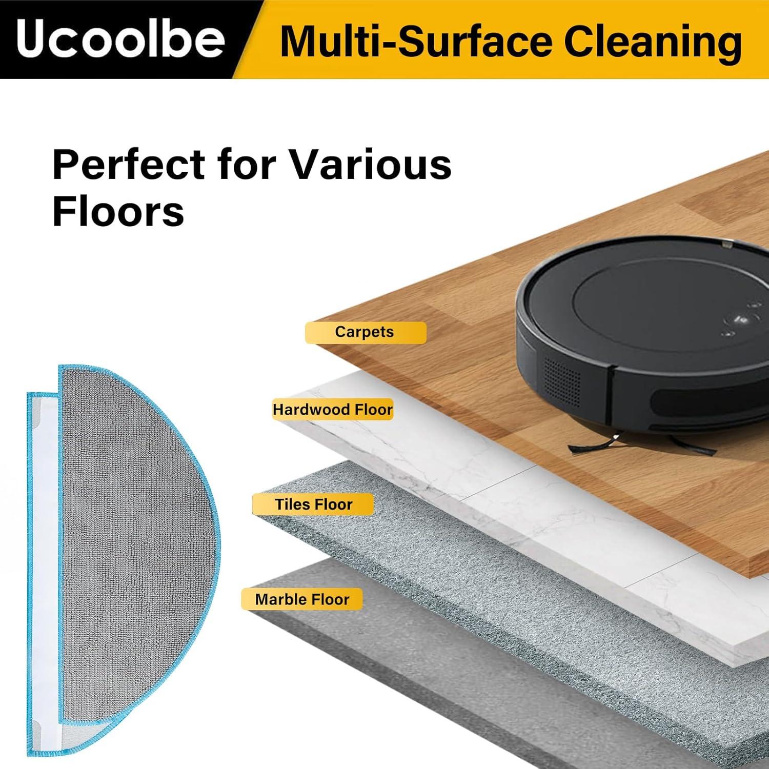 Paños de Microfibra Lavables Ucoolbe para iRobot Roomba Y0110 Y0140 Y0112 - 6 Piezas