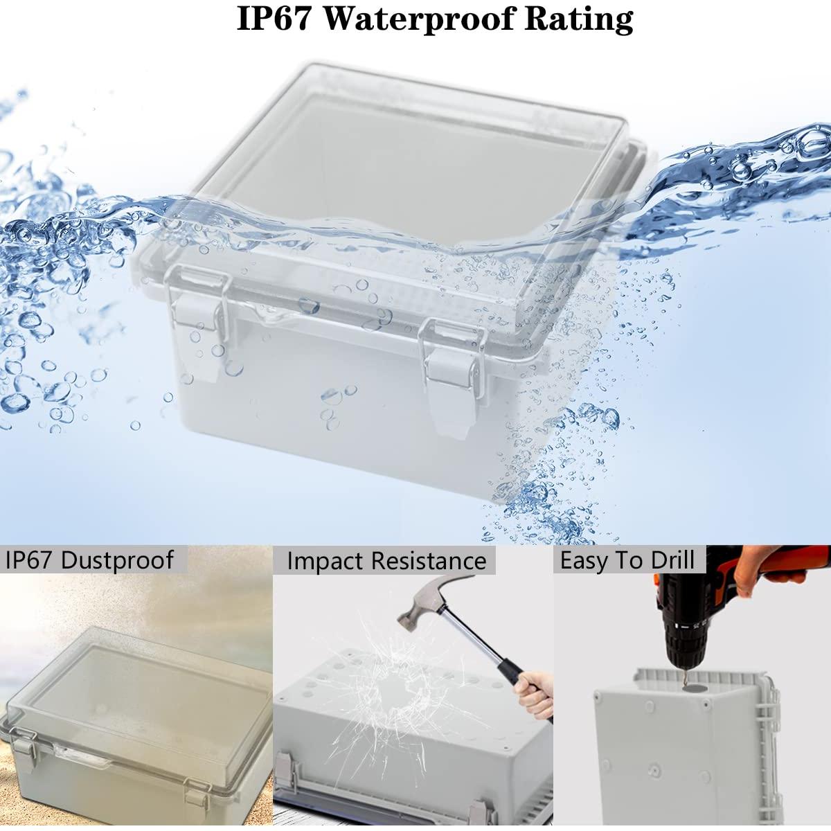 Caja de Conexiones Zulkit IP67 150x150x90mm Tapa Transparente