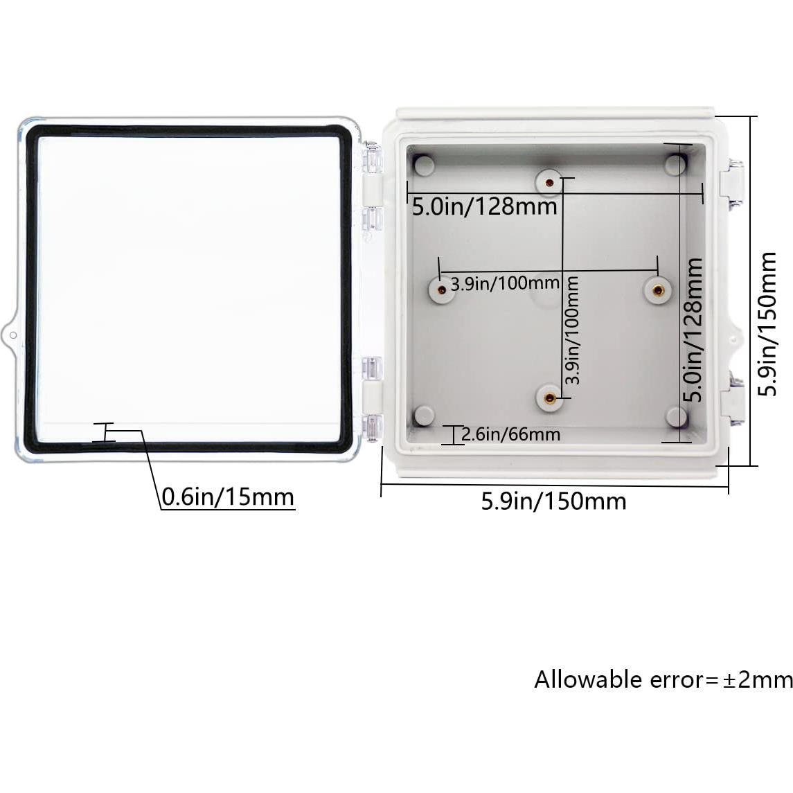 Caja de Conexiones Zulkit IP67 150x150x90mm Tapa Transparente