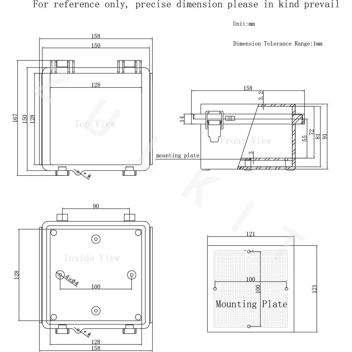 Caja de Conexiones Zulkit IP67 150x150x90mm Tapa Transparente