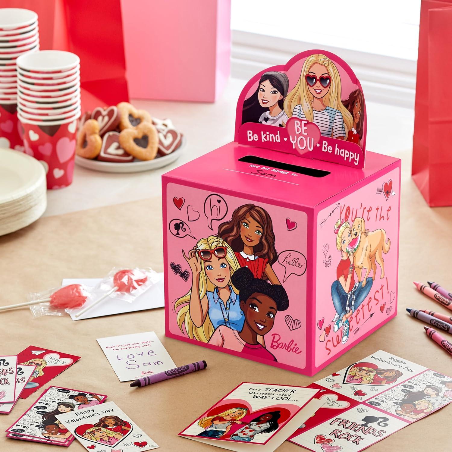 Tarjetas de San Valentín Hallmark Barbie 32 Tarjetas y Buzón