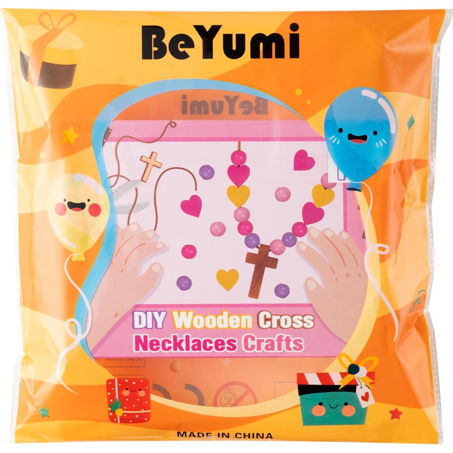Kit de Manualidades BeYumi Collar Cruz Madera 24 Piezas