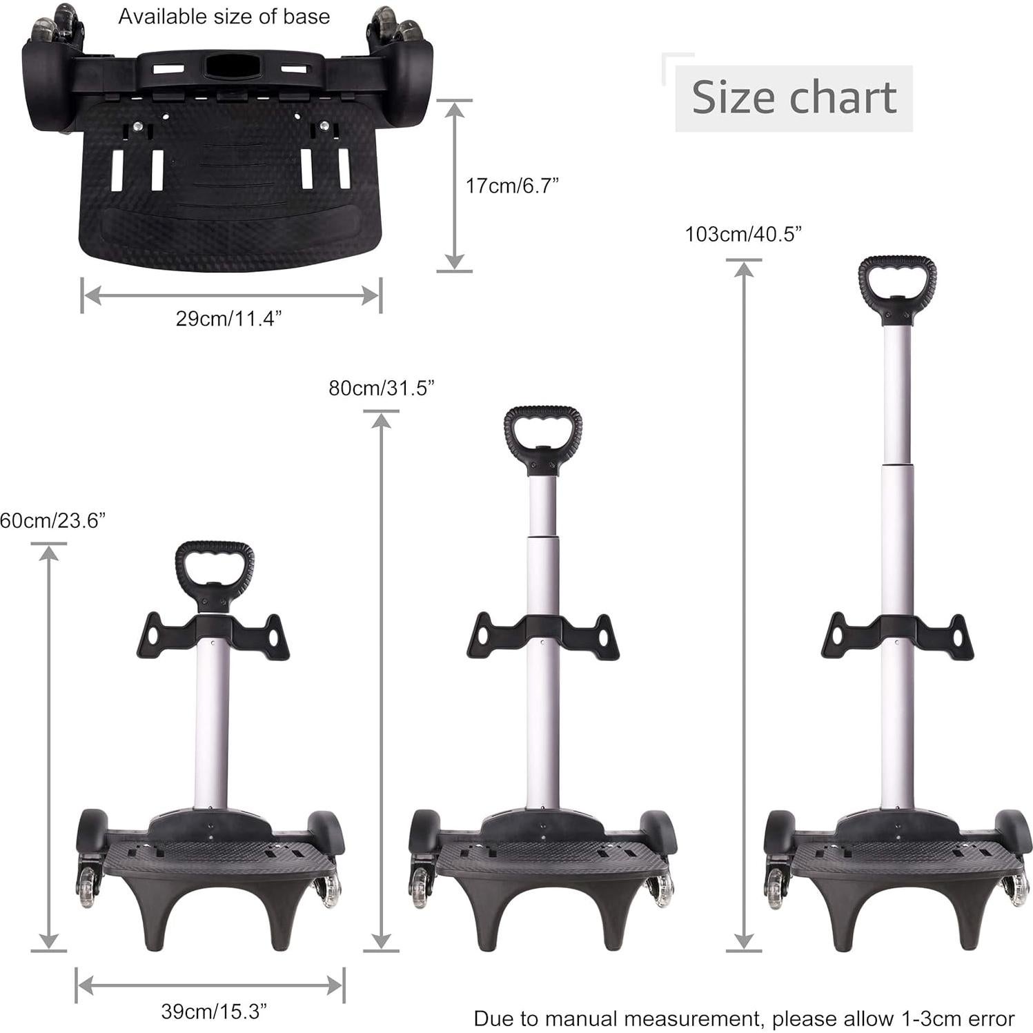 Carro de Mochila IvyH Plegable 6 Ruedas Ajustable 60-100 cm
