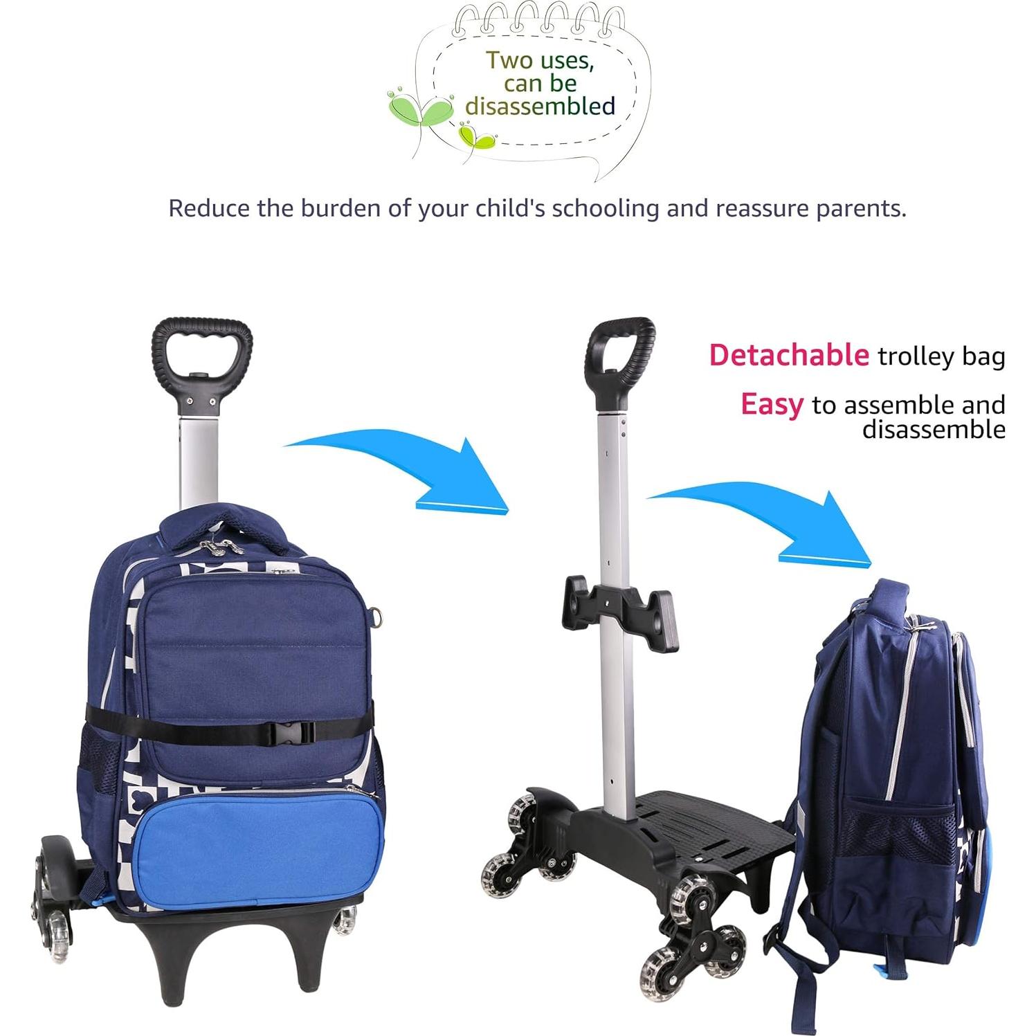 Carro de Mochila IvyH Plegable 6 Ruedas Ajustable 60-100 cm