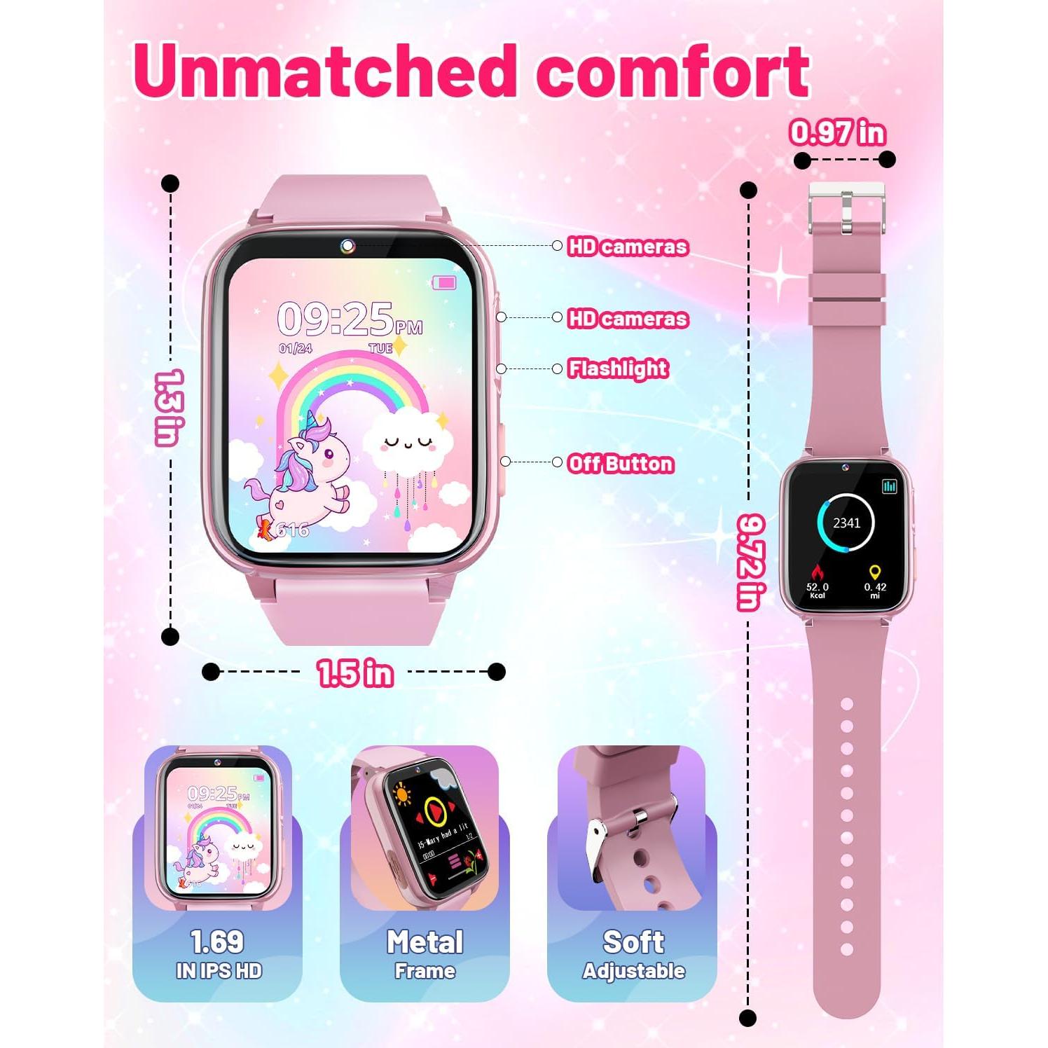 Reloj Inteligente Gothwick D11 para Niños Rosa 26 Juegos