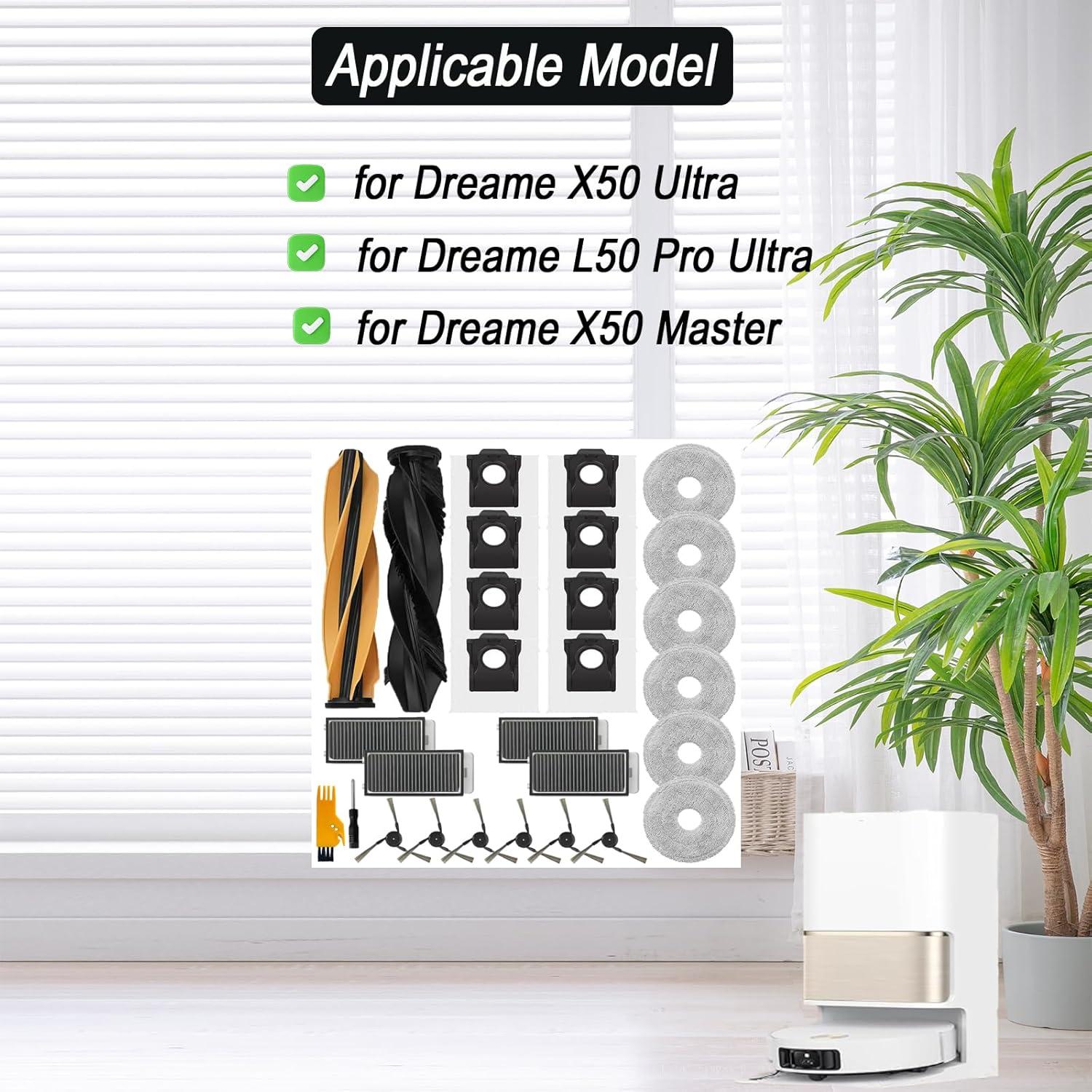 Accesorios para Aspiradora Robot Dreame X50 Ultra - 1 Cepillo, 4 Filtros, 6 Paños de Mopa, 8 Bolsas de Polvo