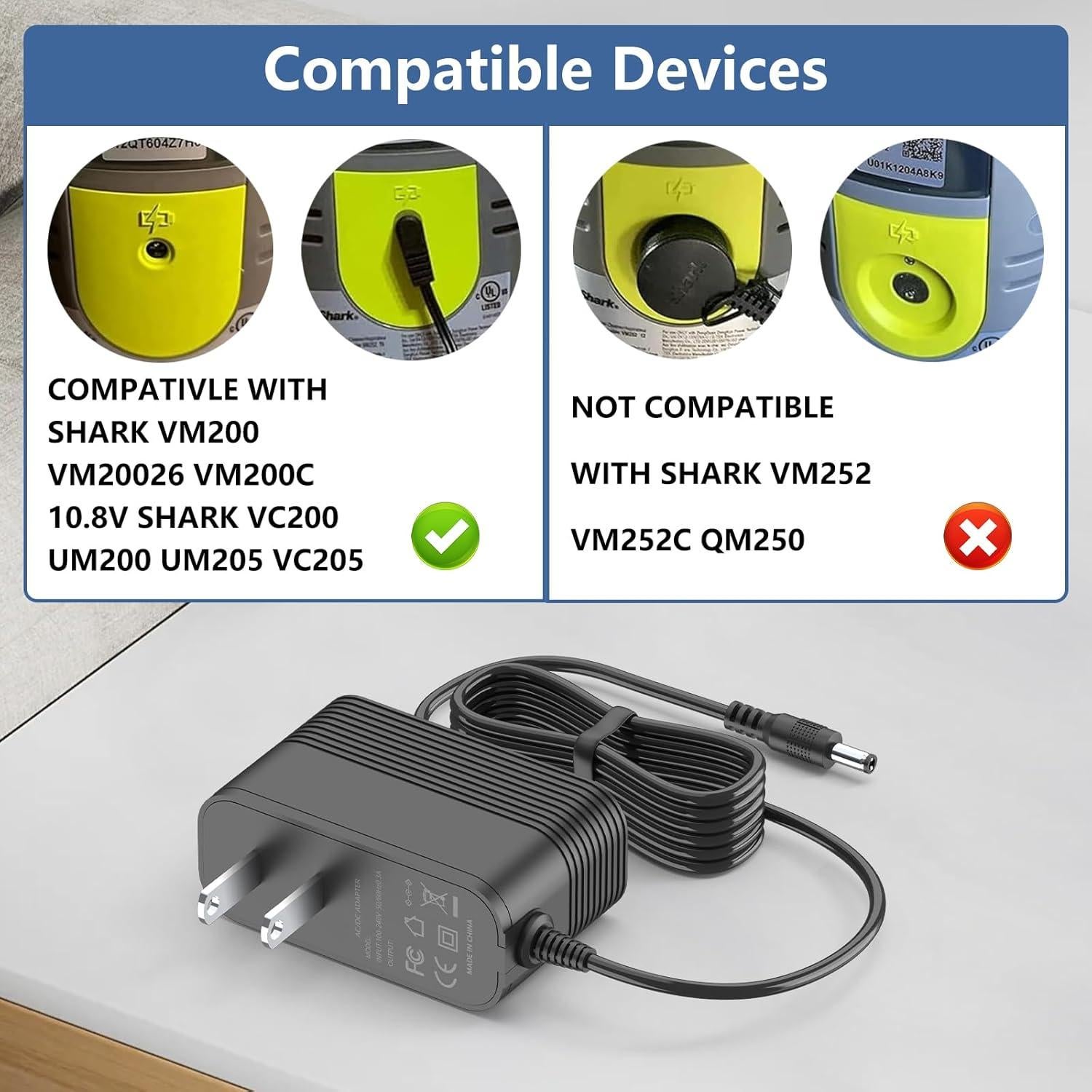 Cargador de Reemplazo Shark VACMOP 13.3V 750mA Inalámbrico