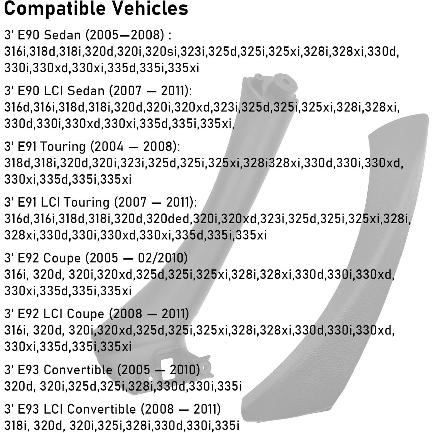 Juego de Manijas de Puerta Interior Jaronx para BMW Serie 3 E90 E91 E92 E93