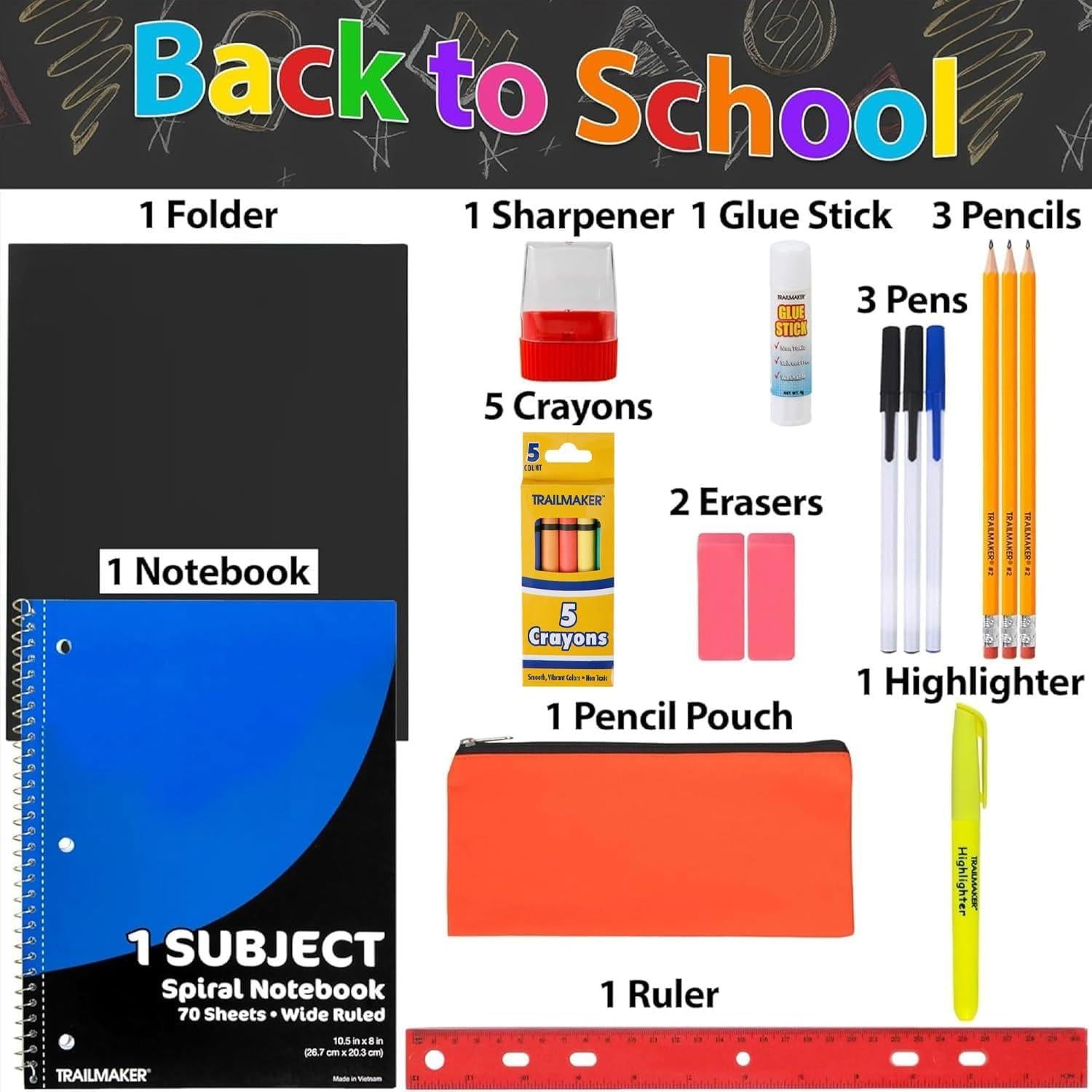 Kit de Suministros Escolares Trail Maker 20 Piezas K-12