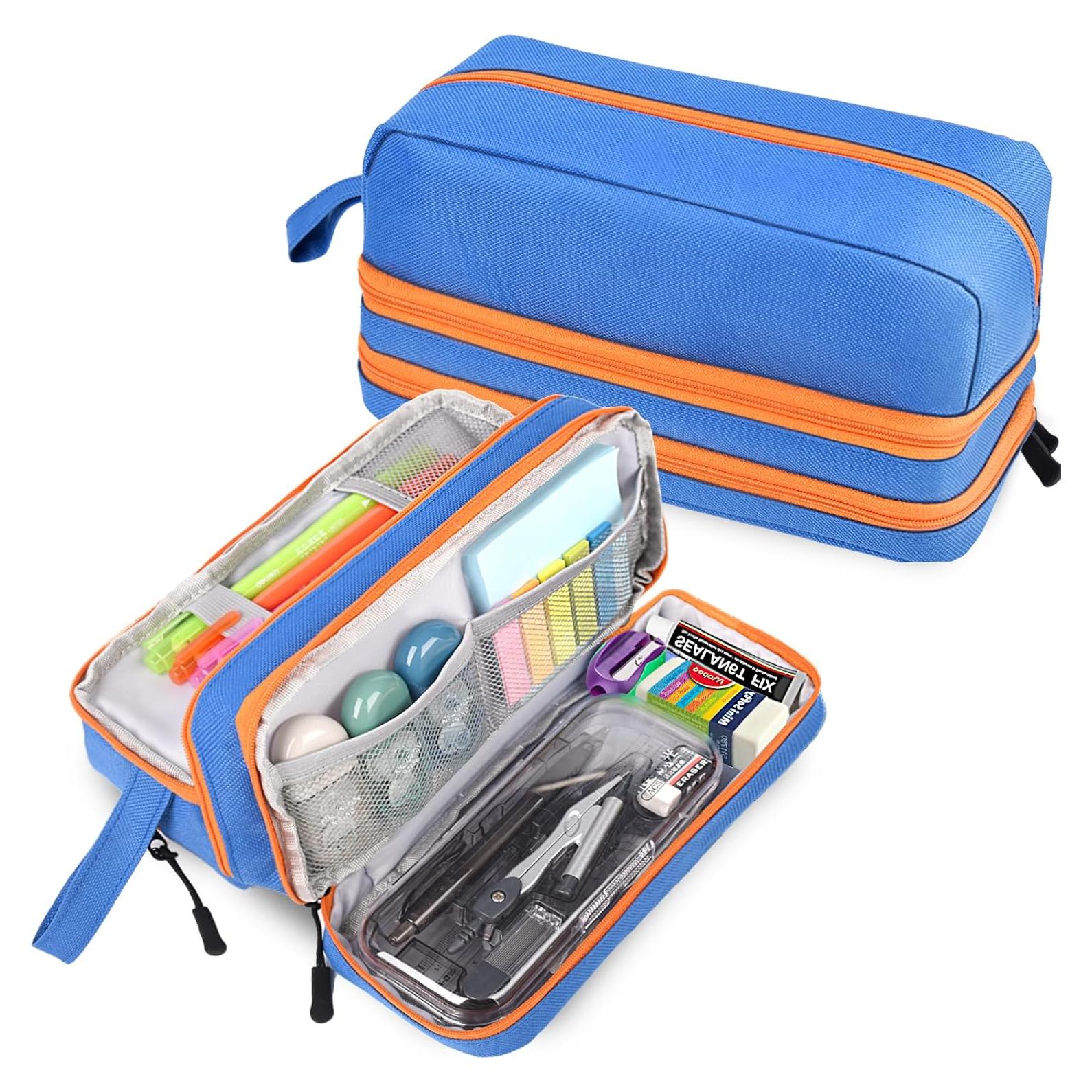 Estuche de Lápices Genteen Azul 3 Compartimentos 22x12cm