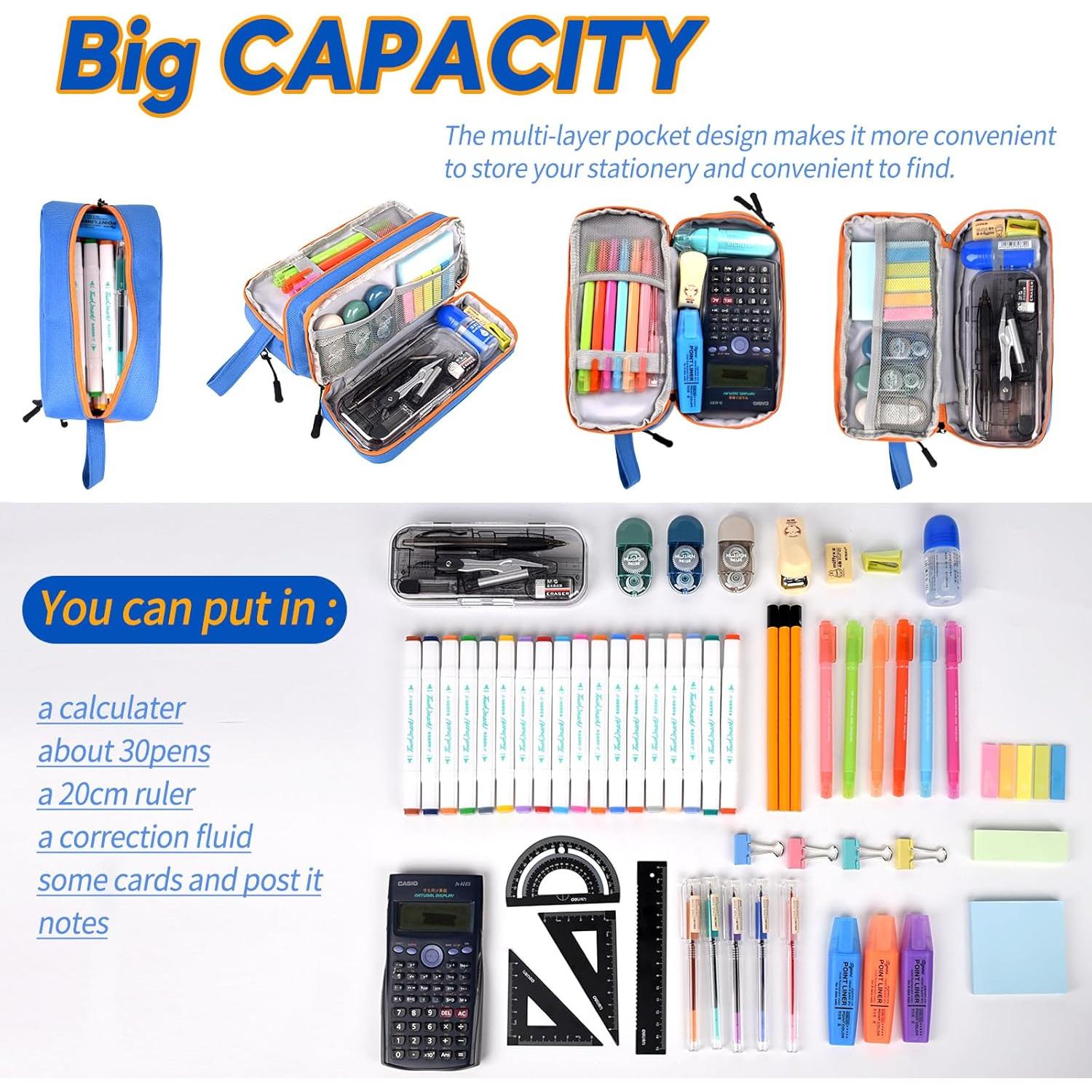 Estuche de Lápices Genteen Azul 3 Compartimentos 22x12cm