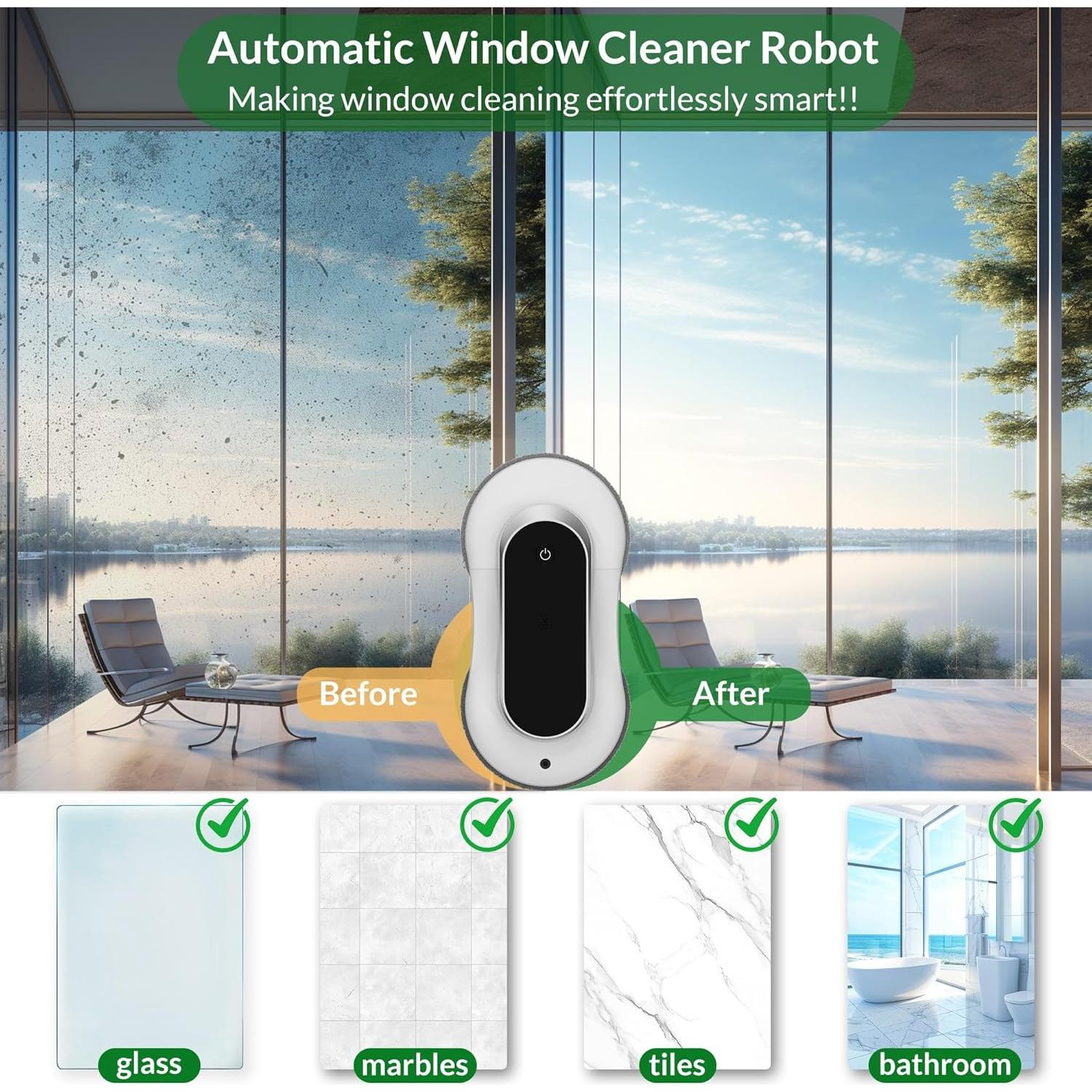 Robot Limpiador de Ventanas Augensterm YW160 3000Pa Control Remoto
