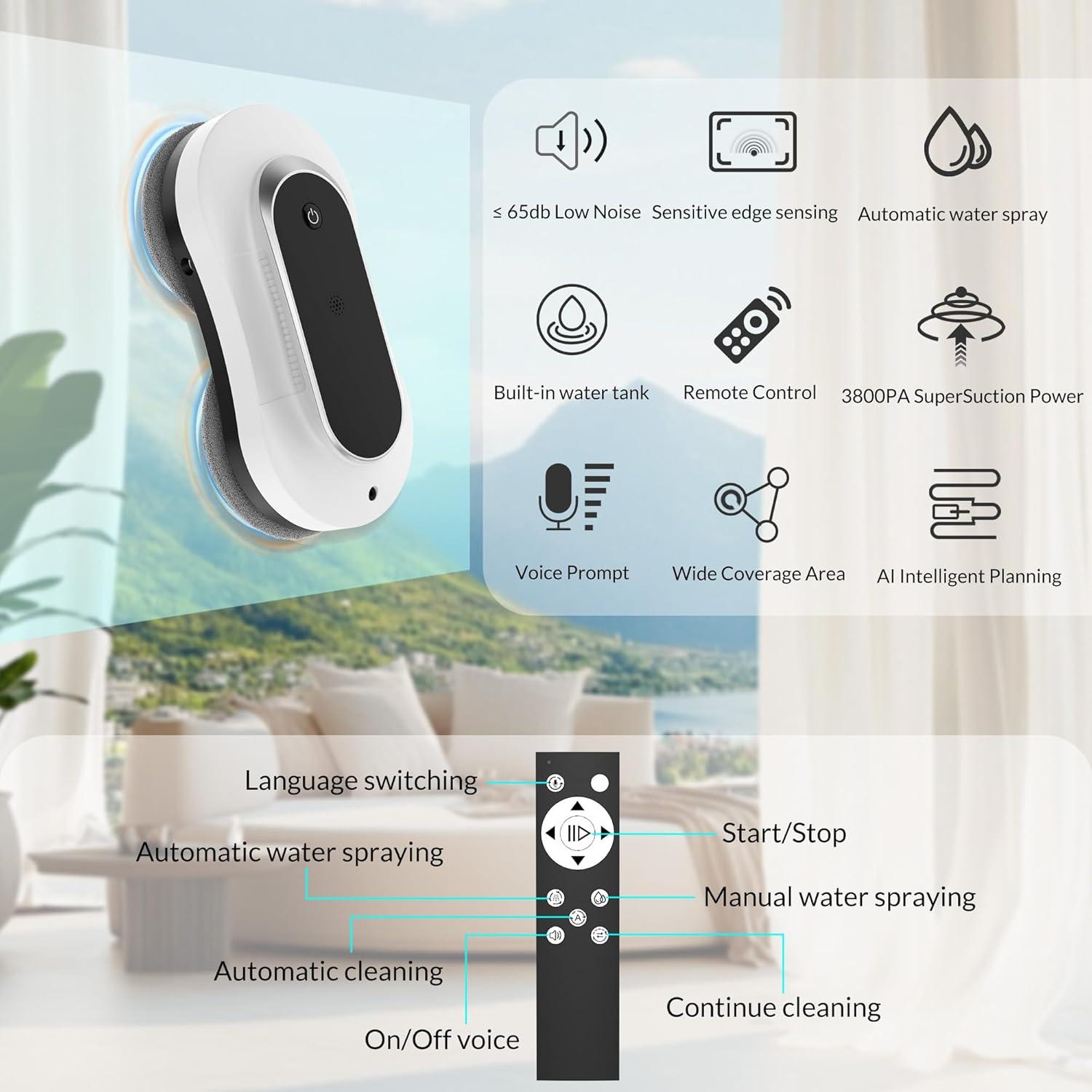 Robot Limpiador de Ventanas Augensterm YW160 3000Pa Control Remoto