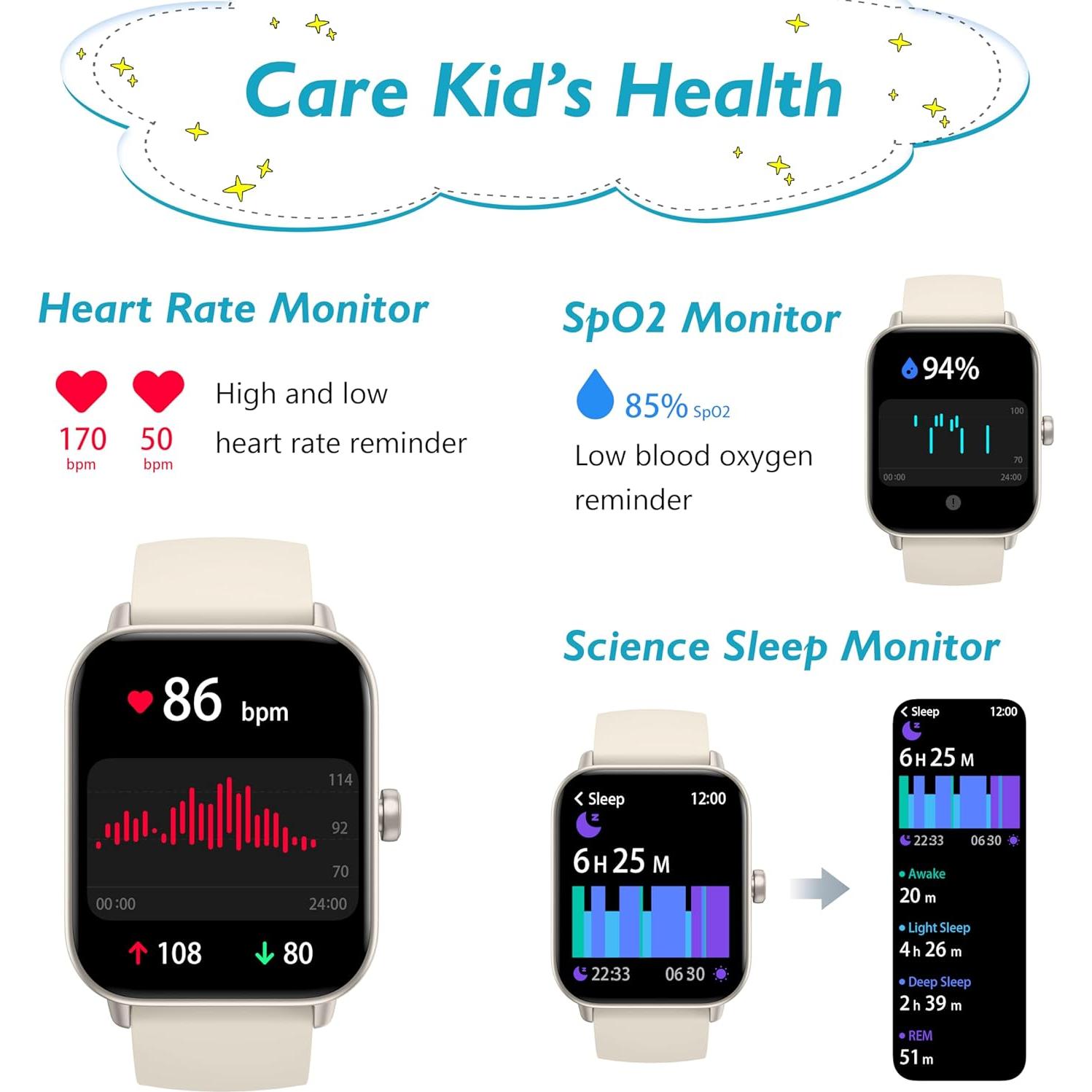 Reloj Inteligente KALINCO para Niños 1.8'' IP68 Fitness