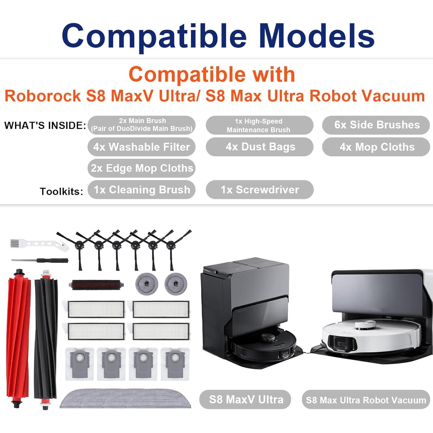 24 Accesorios para Aspiradora Roborock S8 MaxV Ultra - Feilifan