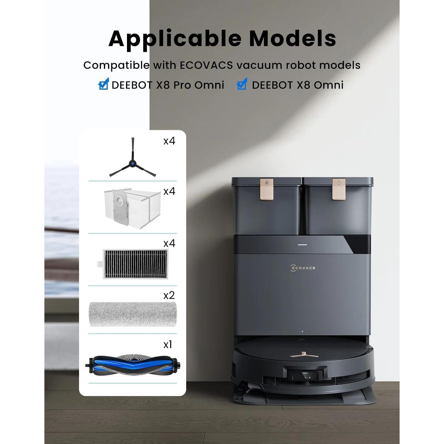 Kit de Accesorios 16 Piezas Rrochio para Ecovacs Deebot X8 Pro Omni