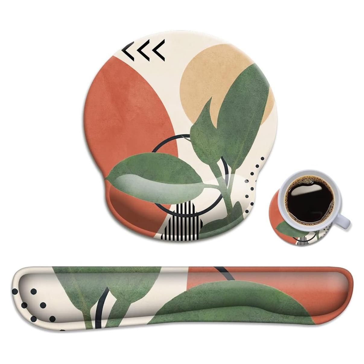 Set Reposamuñecas Ergonómico HOPONY con Alfombrilla y Posavasos