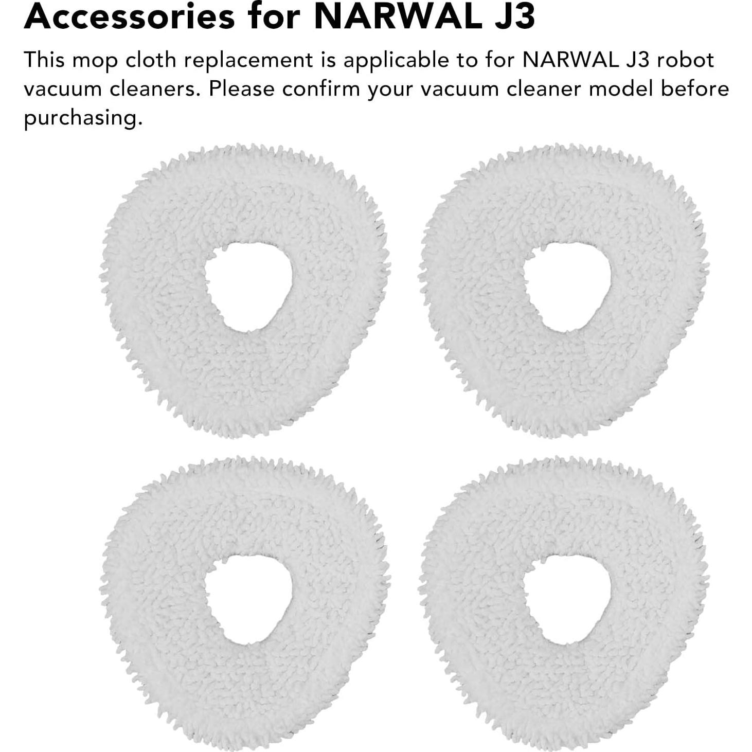 Paños de Reemplazo para Mopa Narwal J3 - 4 Unidades de Fibra