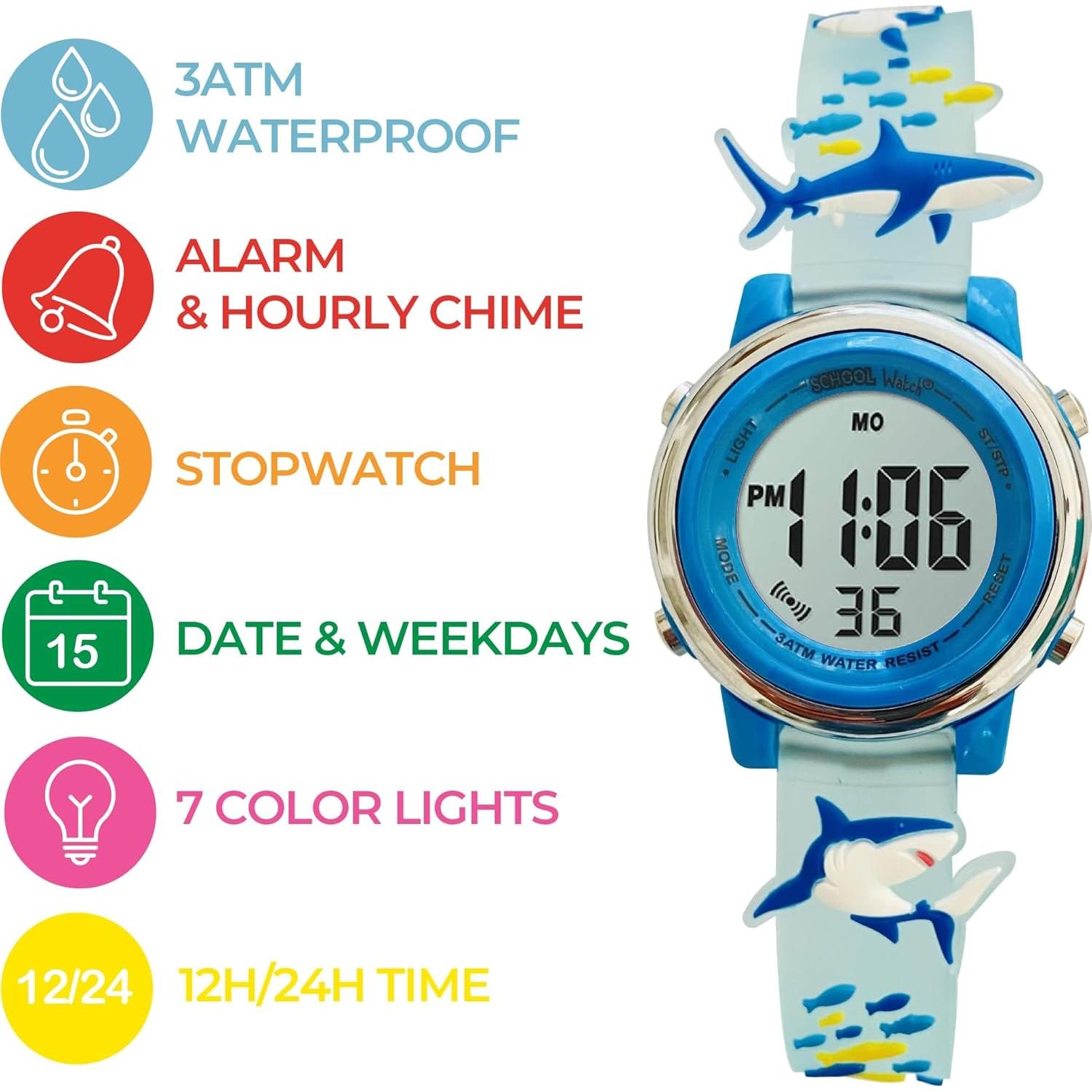 Reloj Digital 3D Infantil Colección Preescolar - Impermeable