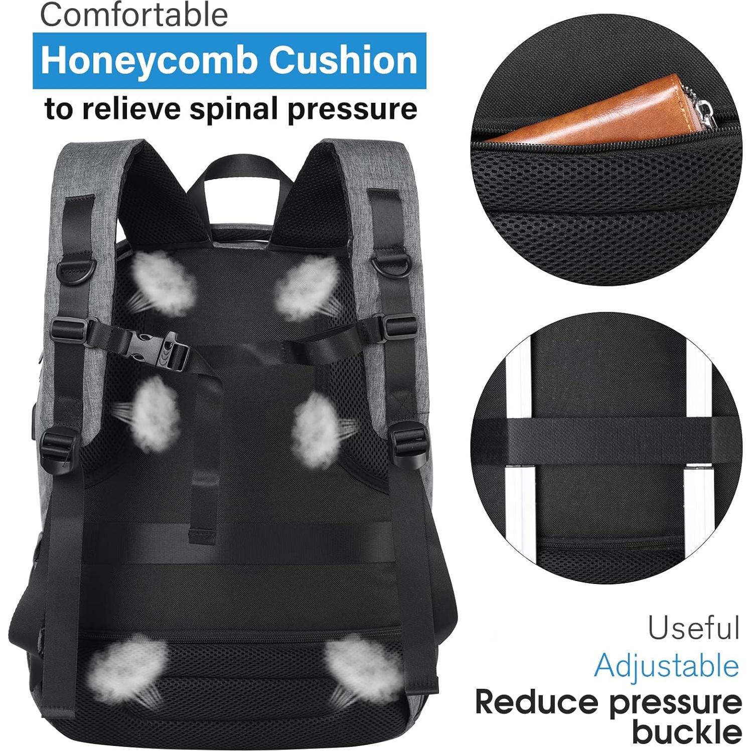 Mochila Escolar YIORMIOR Antirrobo 15.6" USB Gris Oscuro