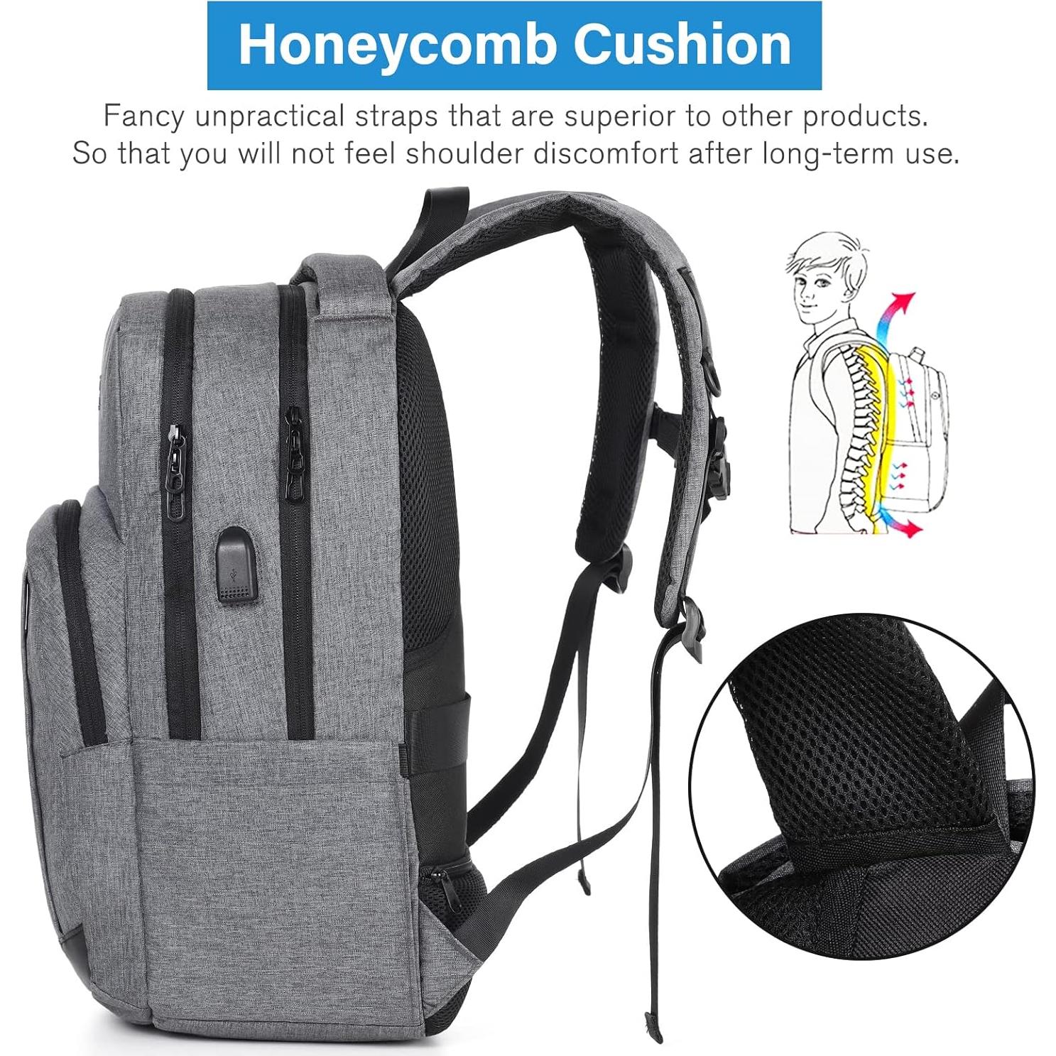 Mochila Escolar YIORMIOR Antirrobo 15.6" USB Gris Oscuro