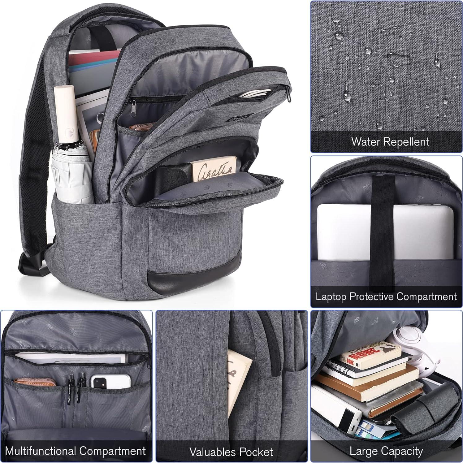 Mochila Escolar YIORMIOR Antirrobo 15.6" USB Gris Oscuro