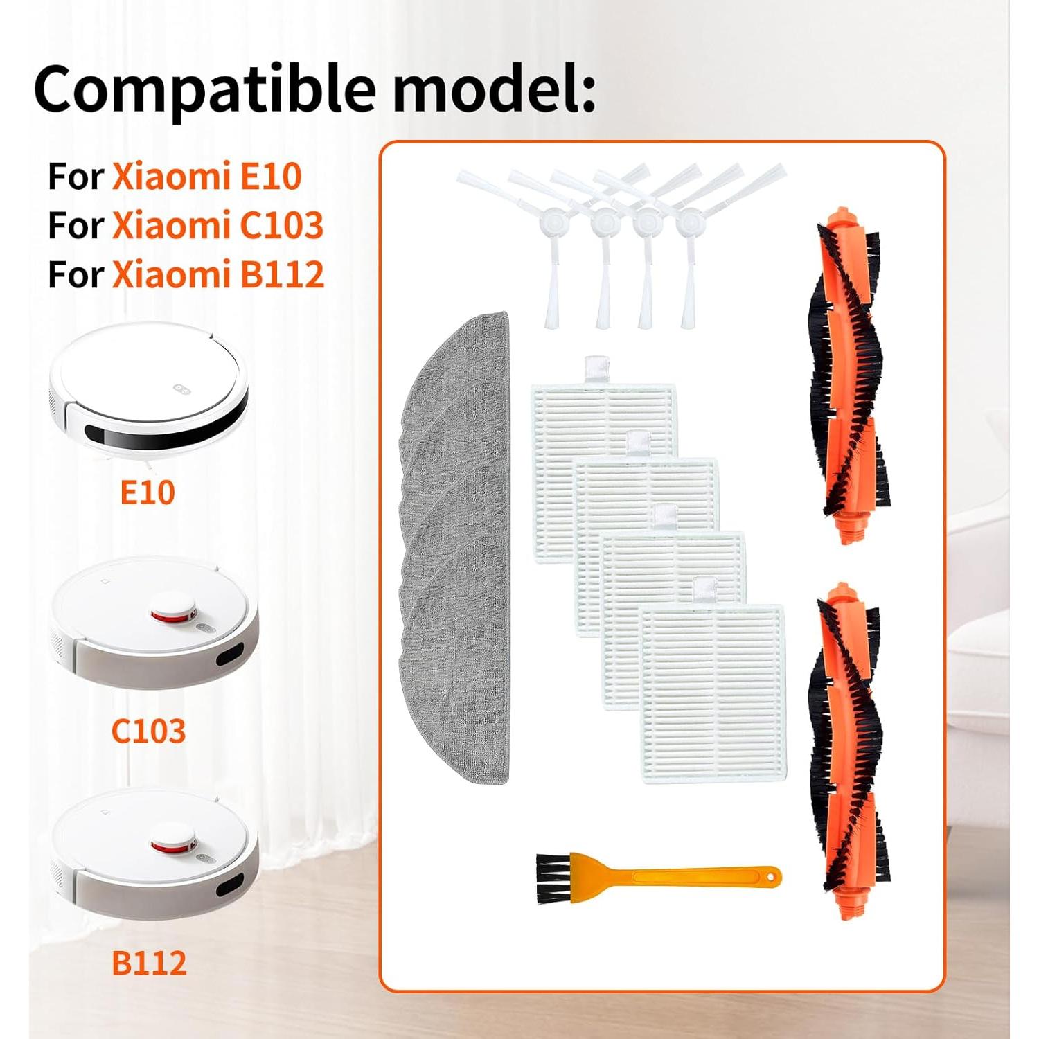 Accesorios de Aspiradora Xiaomi E10/C103/B112 - 2 Cepillos, 4 Filtros, 4 Paños